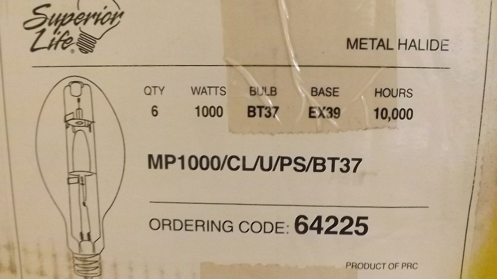 SUPERIOR LIFE MP1000/CL/BU/BT37/4K/PS/MOG/M141 Light Bulb ONE BULB 18-A