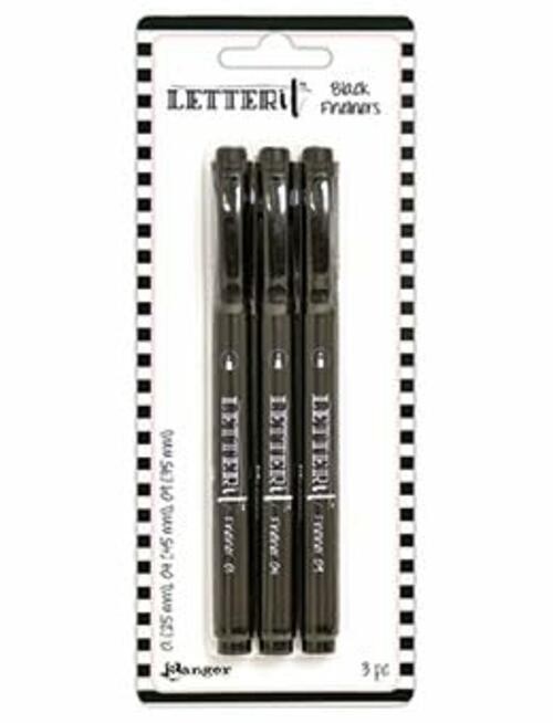 Dina Wakley 7.5″x12″ Printed Media Journal Ledger w/3 Black Letter It Fineliners