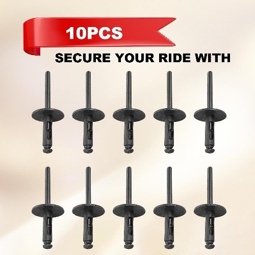 10-Piece Black Nylon Fender Liner Bumper Cover Expanding Rivets, Replacement for
