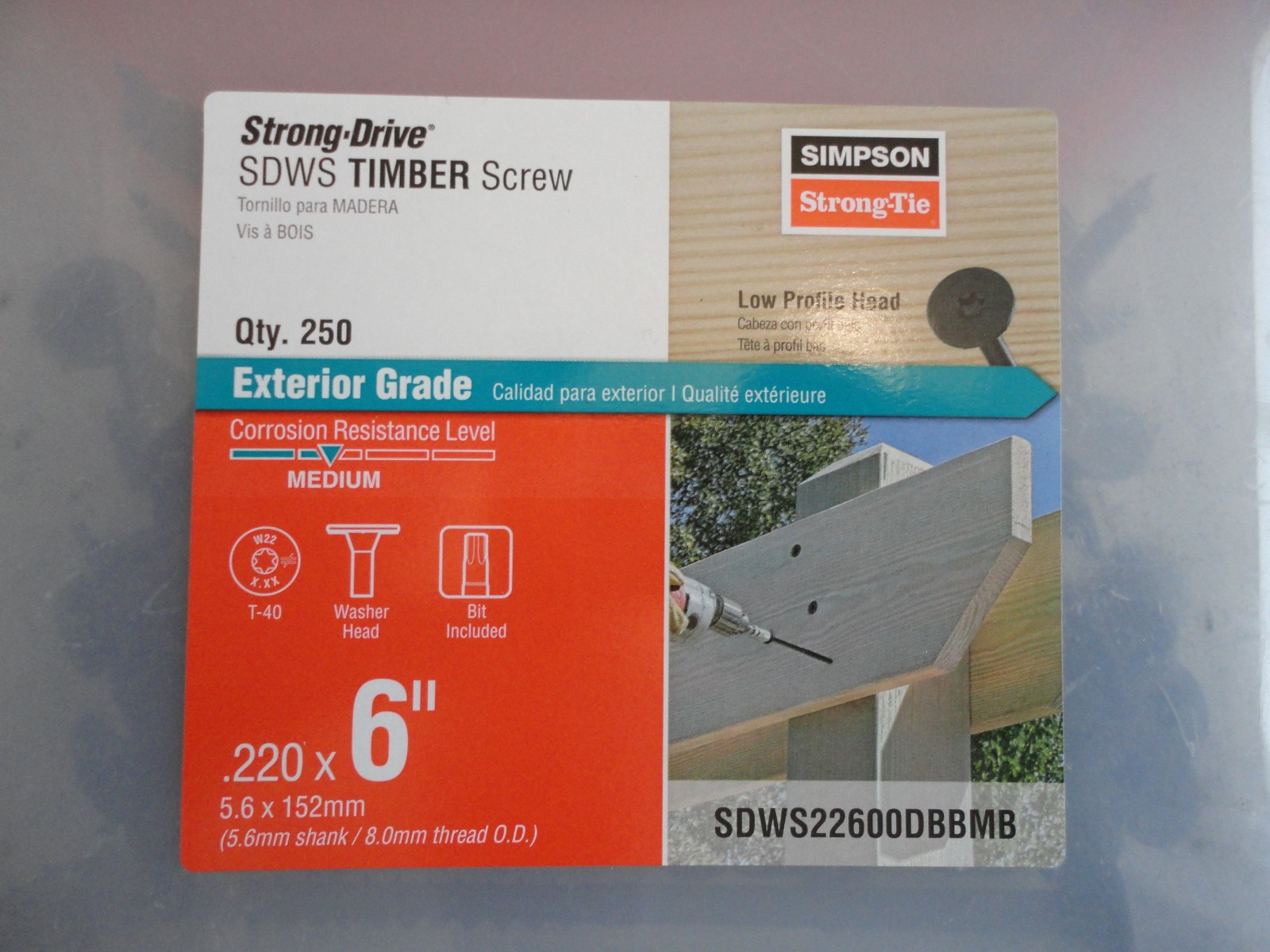 (250) SDWS22600DBB Timber Screw 6″ In X 0.220 In. Simpson Strong-Drive – TAN