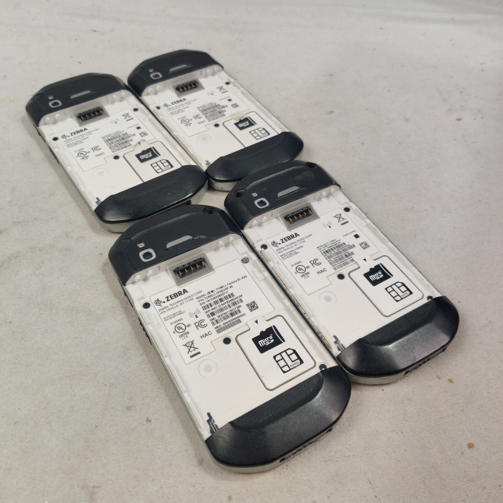 Lot of 4 Zebra TC56 TC56CJ-1PAZU4P-25 Scanner FOR PARTS ONLY – PLEASE READ