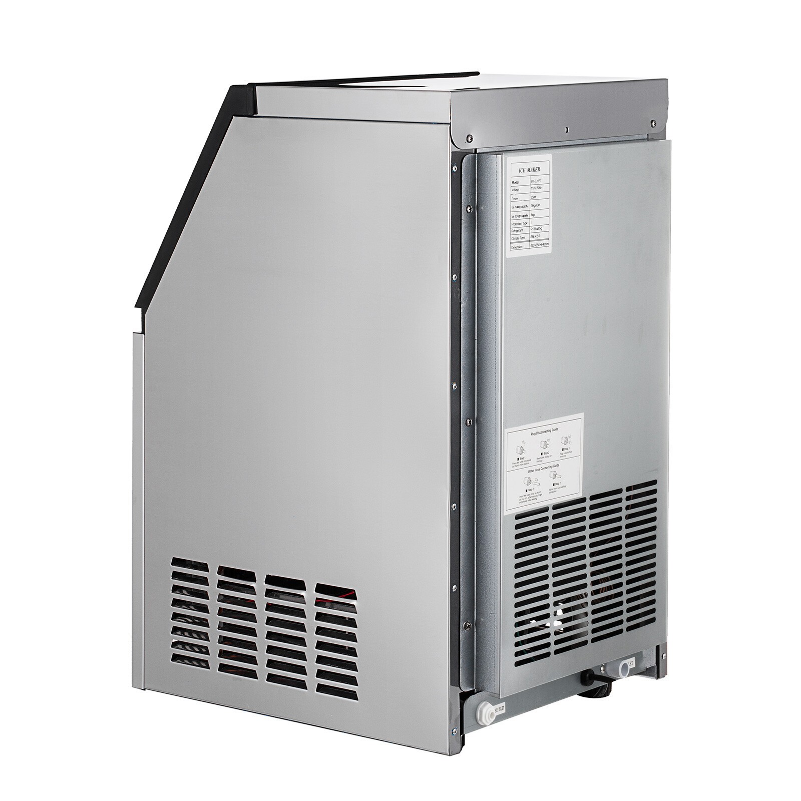 90lb Built-in Commercial Ice Maker Stainless Steel Ice Cube Machine Freestanding