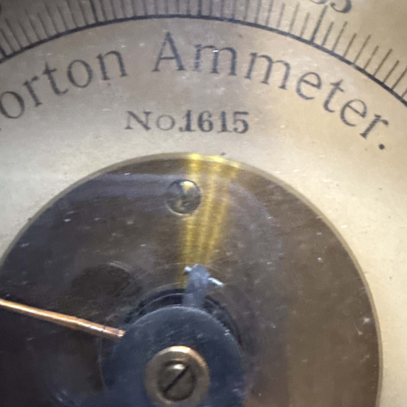 Antique Norton Ammeter No. 1615 – Brass Industrial Electrical Gauge CT