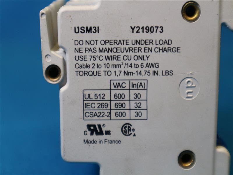 Ferraz Shawmut USM3I Y219073 Ultrasafe Fuse Holder 3 Pole 30 Days Warranty