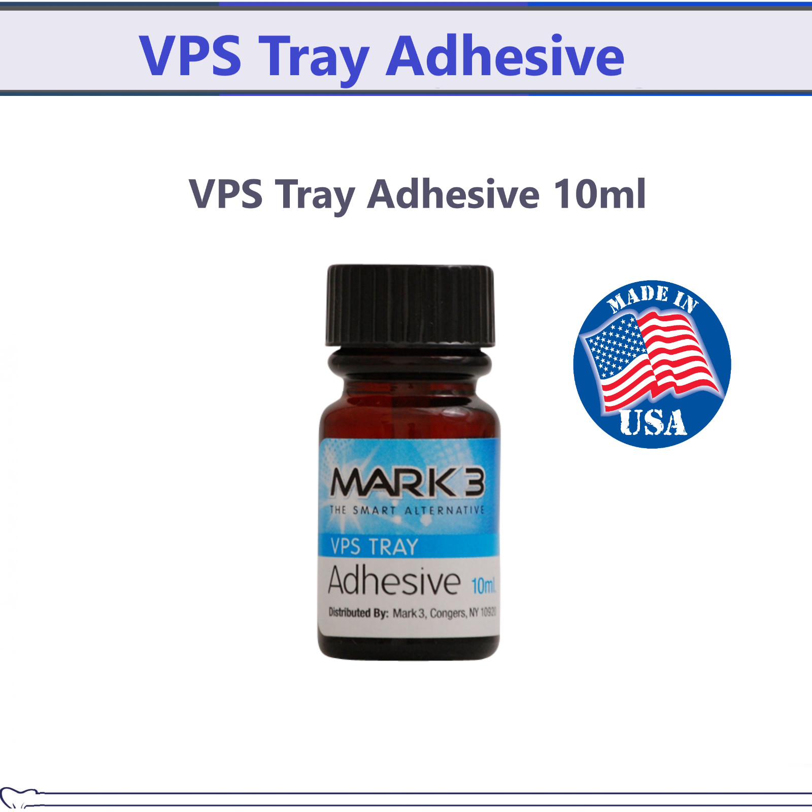 Dental VPS Vinyl Tray Adhesive 10 ml with Applicator Mark3, Exp: 09/2028, USA