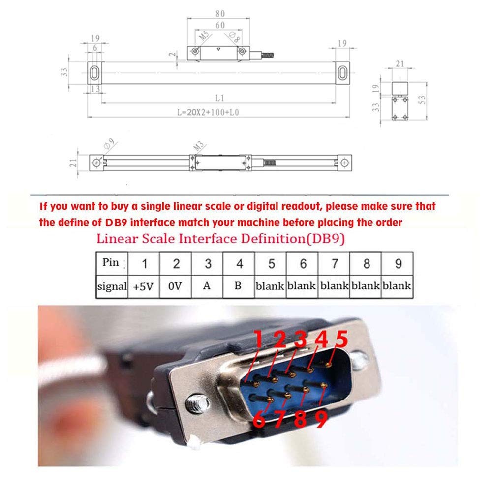 2/3 Axis Digital Readout DRO TTL Linear Glass Scale Encoder CNC Milling Lathe