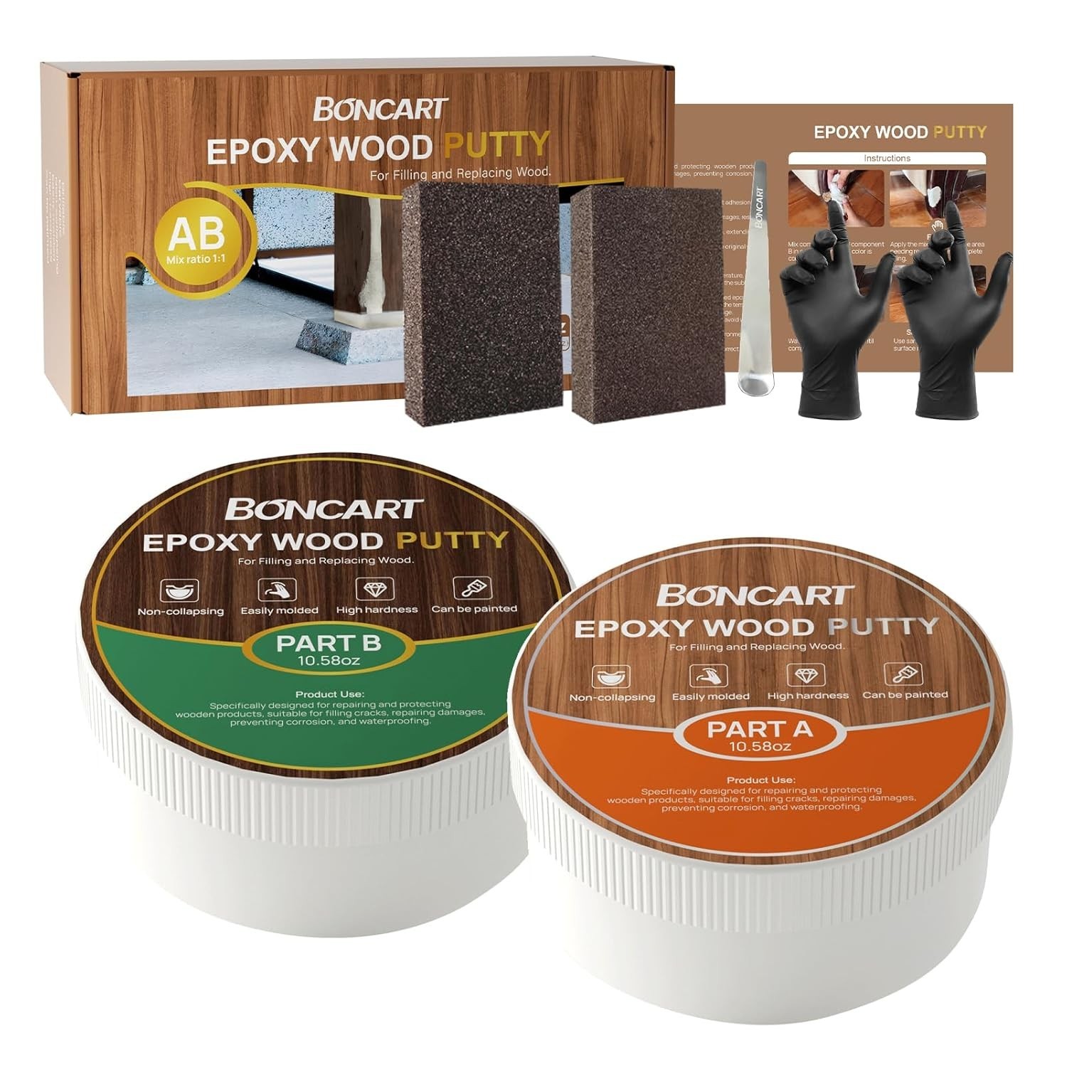 Epoxy Wood Putty, High Strength Filler Putty, Stainable 2-Part Epoxy Filler, …