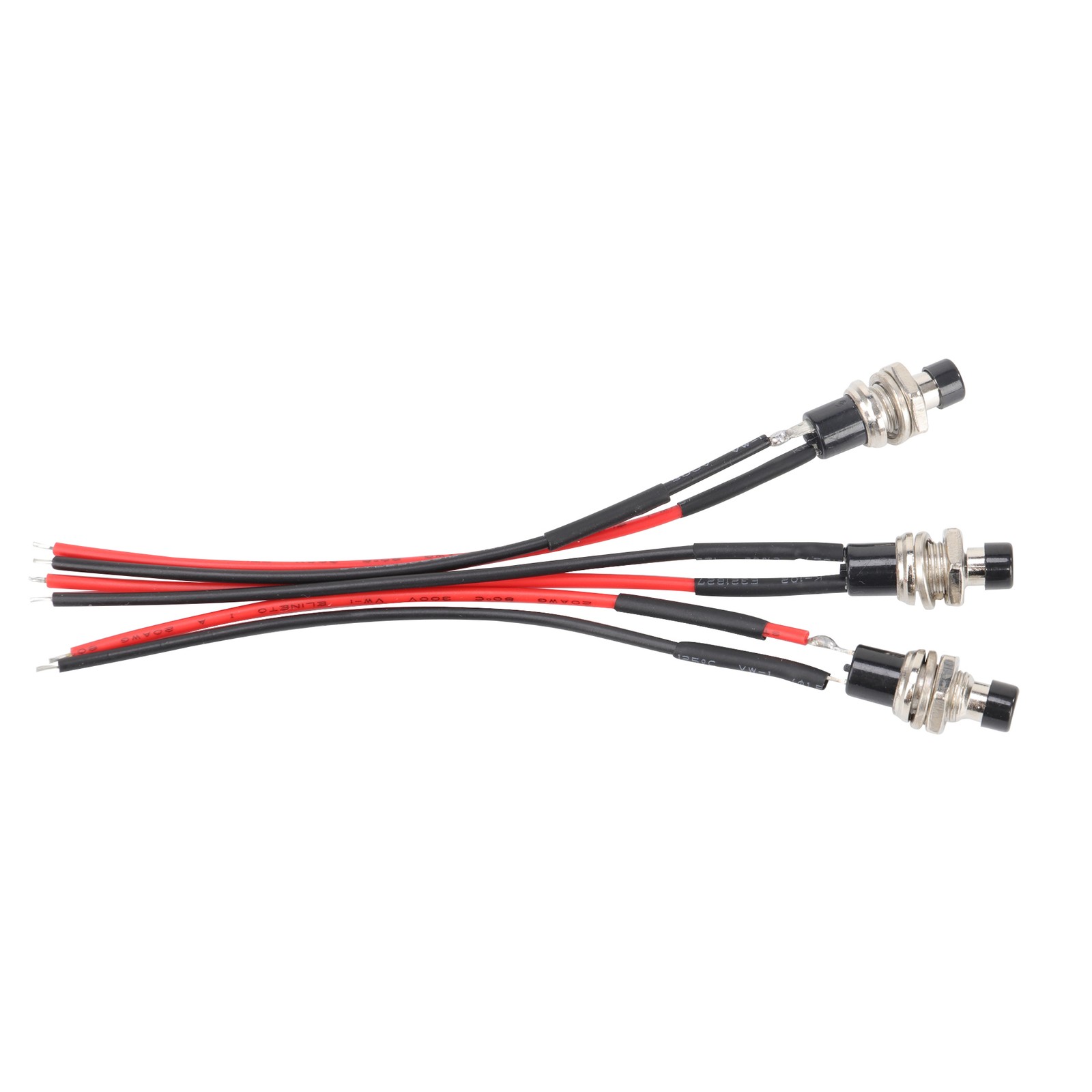 Pre-Wired SPST Momentary Mini Push Button Switch 12V 5A N/O 3 Pack with Plug