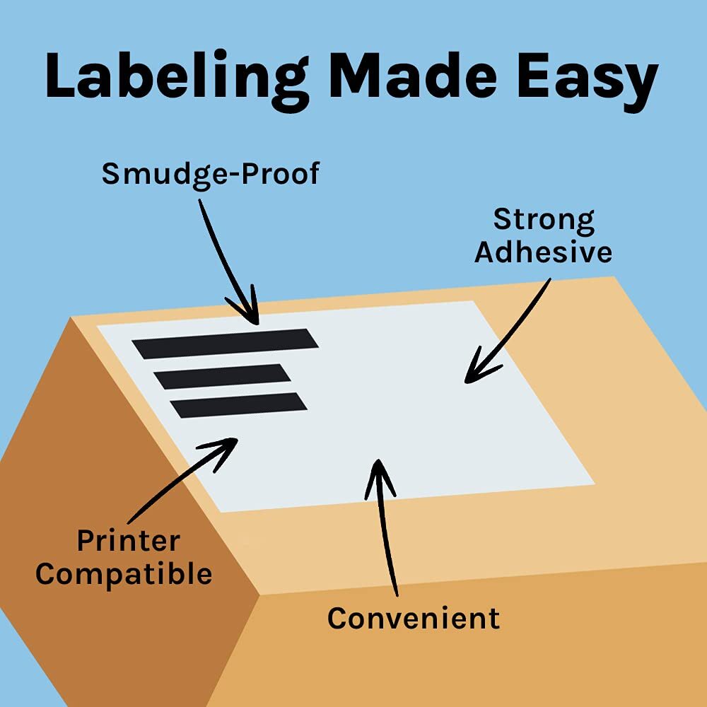 Premium Label Supply White Sticker Half Sheet Labels – 8.5″ x 5.5″ – Laser/In…
