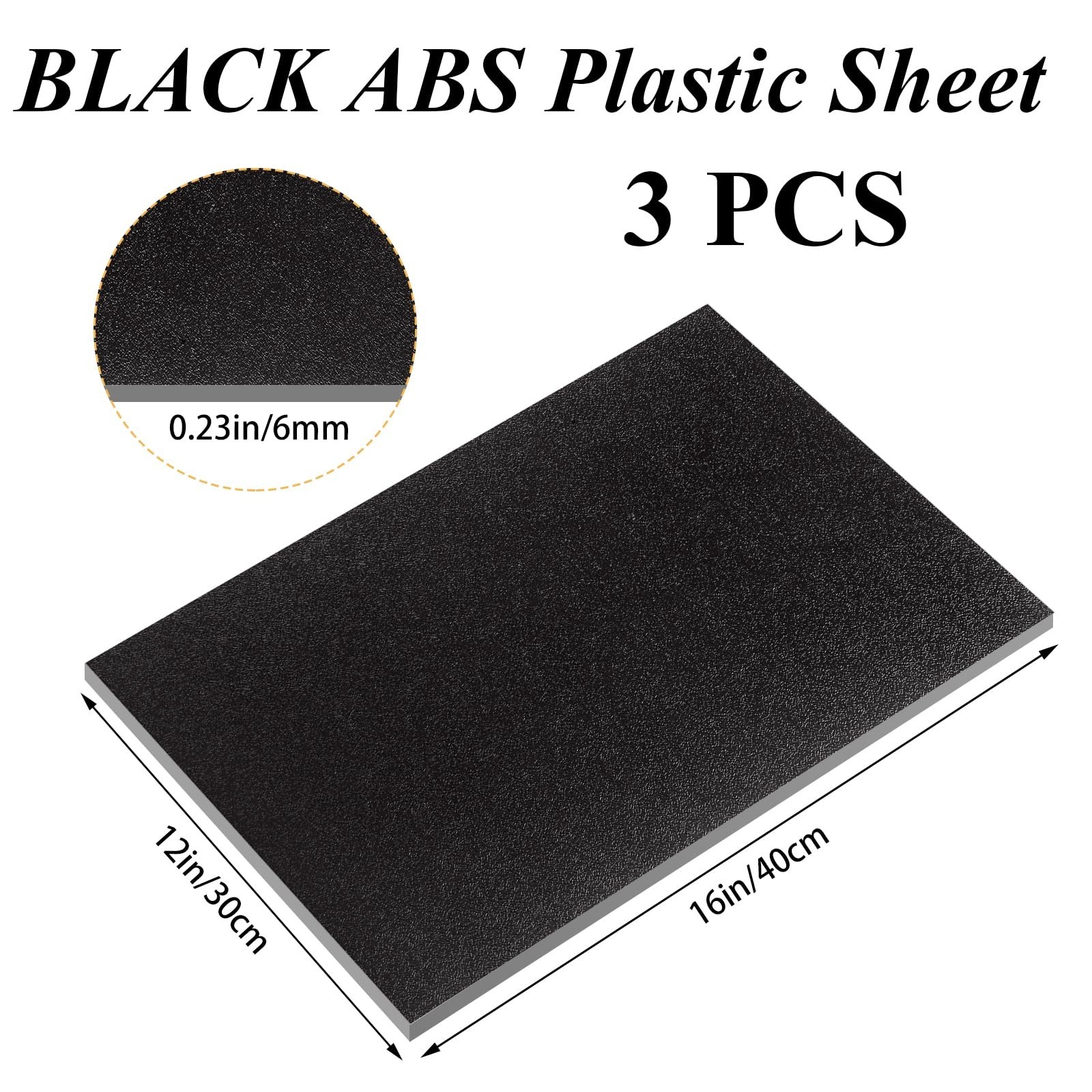 3 PCS 1/4 ABS Plastic Sheet 1/4 Inch Thick 12″ x 16″ Black Plastic Sheet PVC …