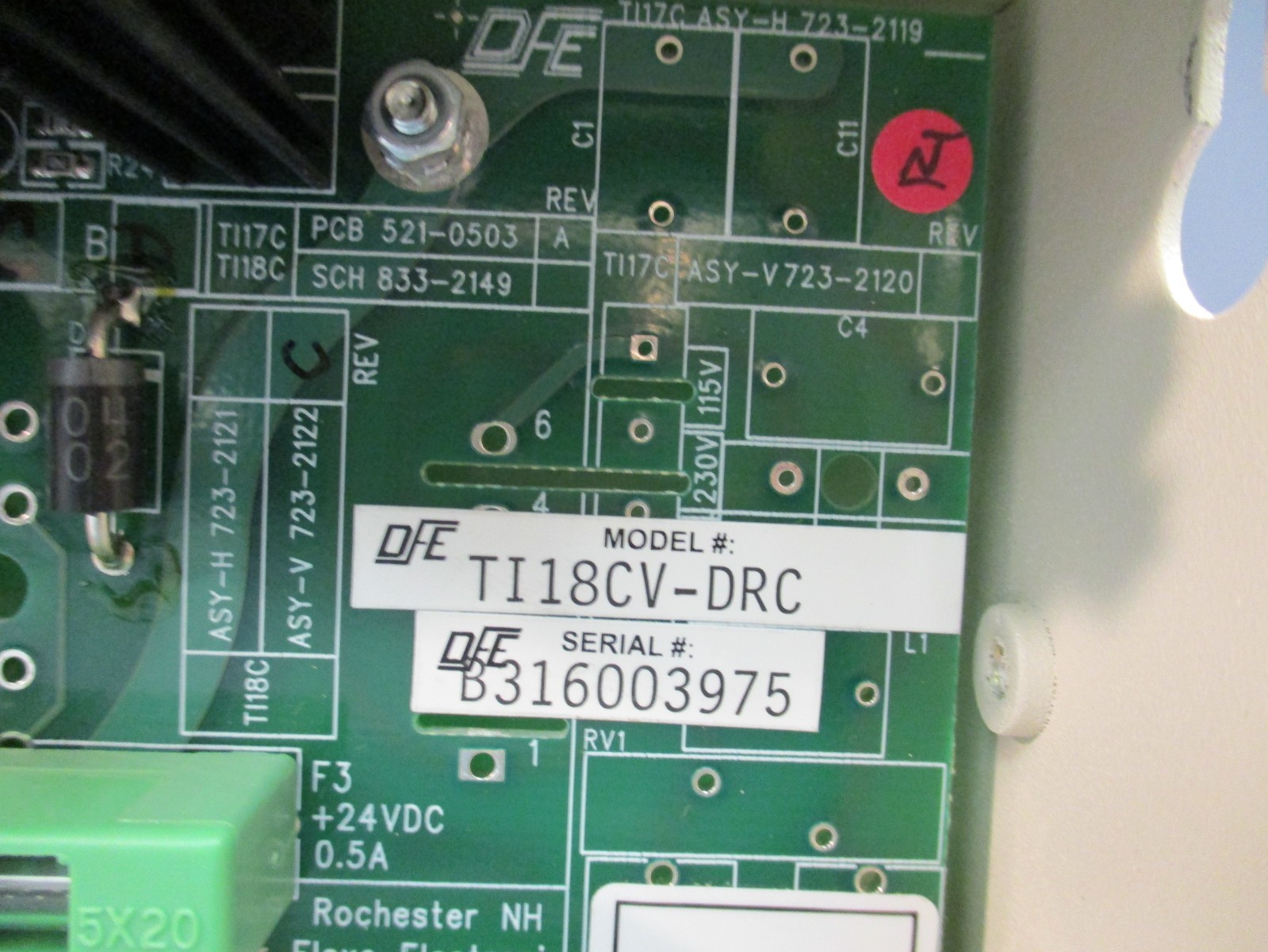 DFE MODEL TI18C TRUE TENSION INDICATOR 24VDC 0.5A TI18CV-DRC
