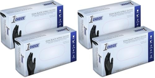 1st Choice Black Nitrile Gloves Disposable Latex Free – Exam Grade Black Glov…