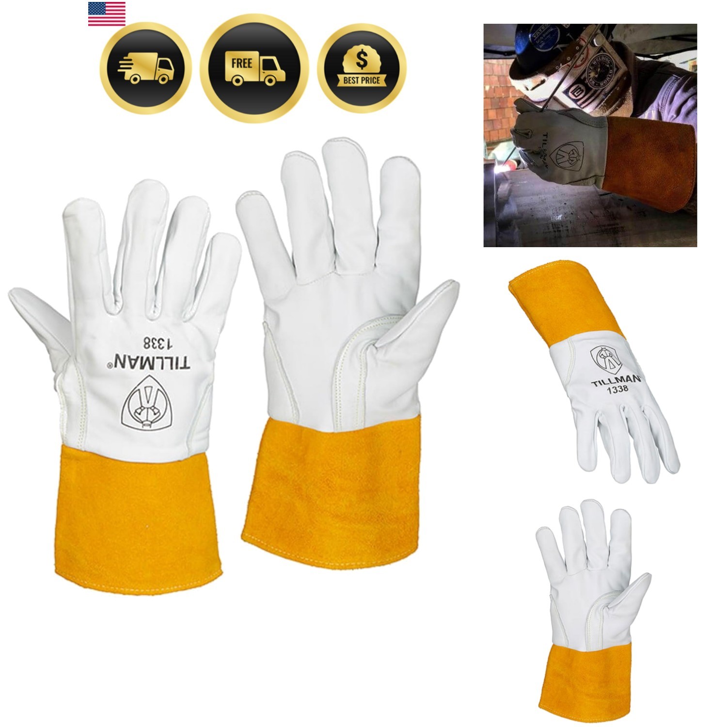 unisex adult Tig Welding Gloves R3SC34122981, White, X-Large Pack of 1