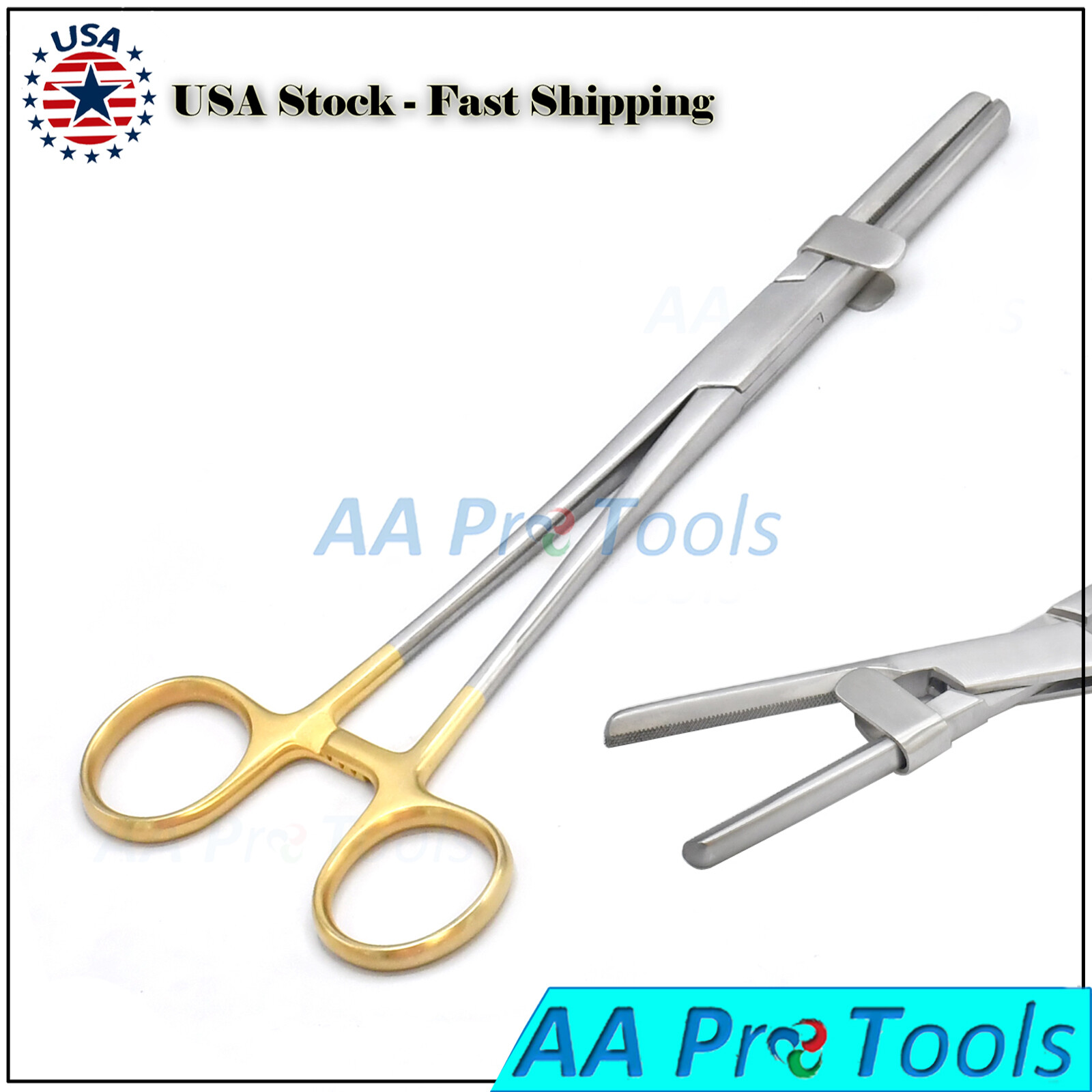 Gold Handle Tube Occluding Clamp Forceps 8» w/Guard Surgical DS-1377