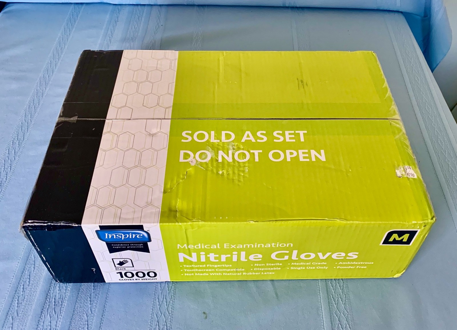 1000 Inspire Medical Examination Nitrile Gloves, Black, Size Med. EXP. 07- 2029