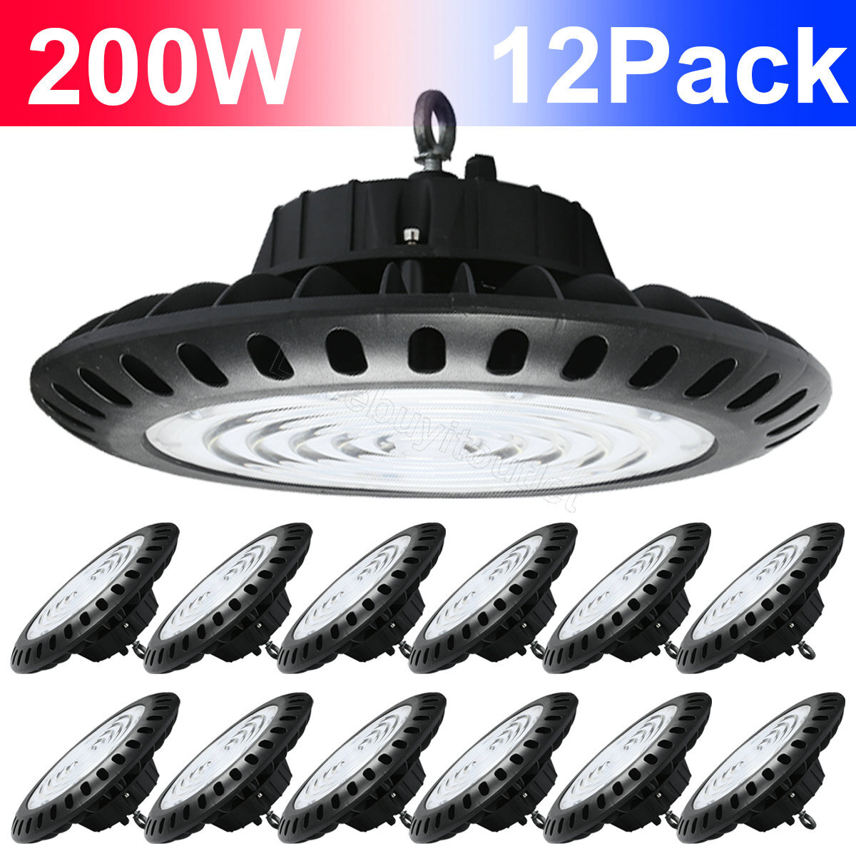 12 Pack 200W High Bay LED Light 200w for Warehouse Shopping Mall Super Bright