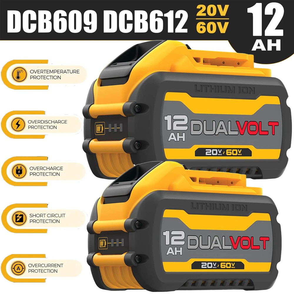2Pack 12.0AH DCB609-2 For DEWALT DCB206 20V/60V MAX FLEXVOLT Lithium-Ion Battery