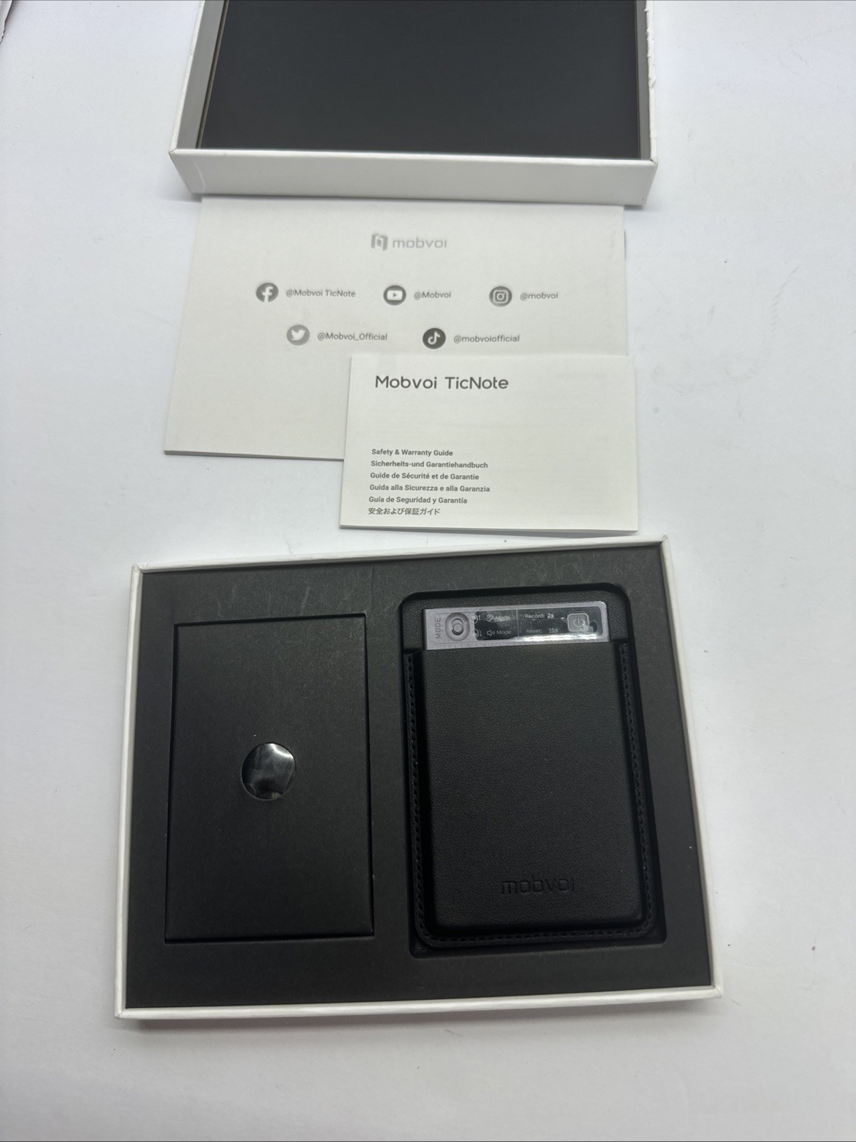 Mobvoi TicNote AI Voice Recorder 64GB Memory Note Recorder w/Case Open Box