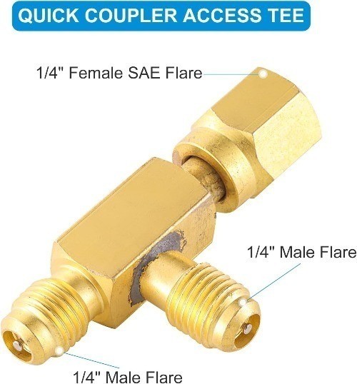 Access Tee, 1/4” Valves Core Tee Adapter with Swivel Conne Style: Tee Adapter