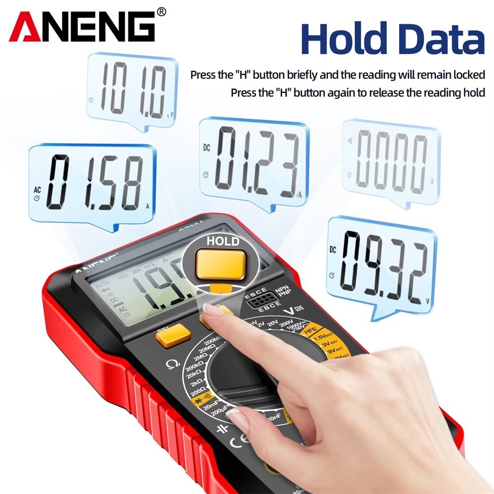 Digital Multimeter AC DC Voltmeter Ammeter Ohmmeter Volt Tester Meter With BATTs