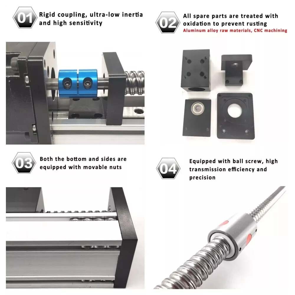 Nema23 Precision Linear Actuator Slide table 40KGload ballscrew Integrated Motor