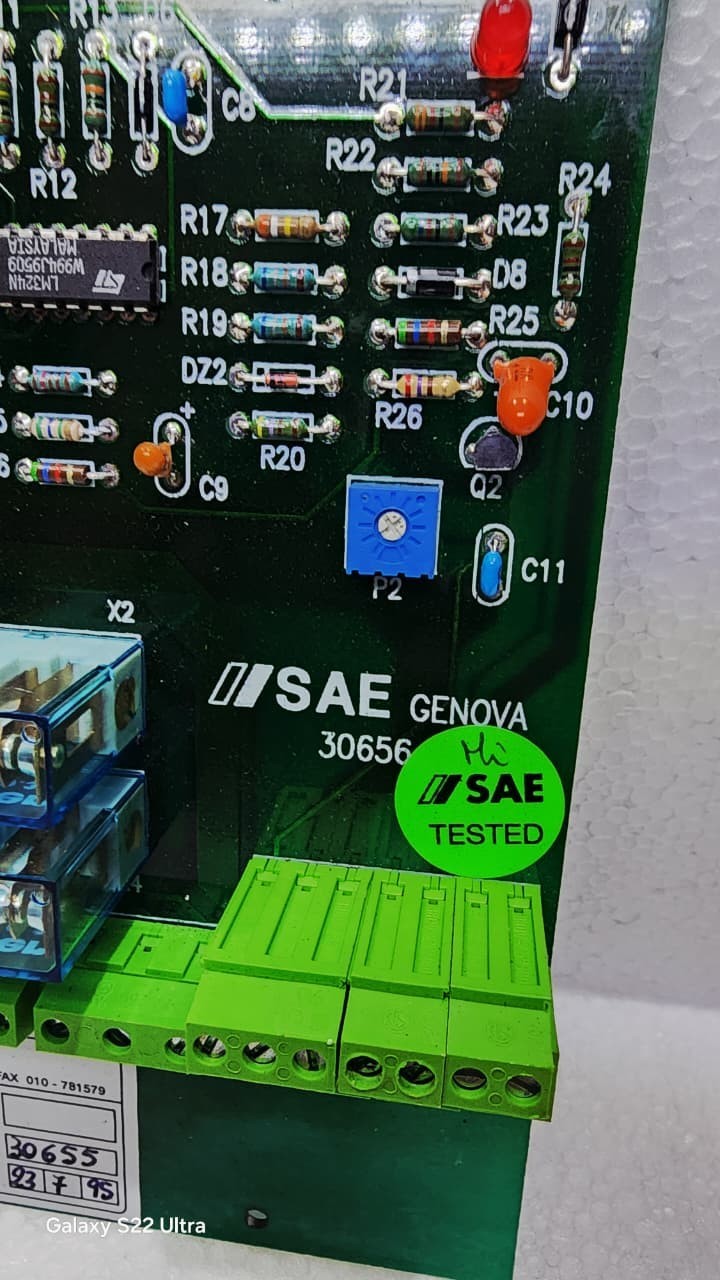 SAE Genova 30656 Industrial Control PCB Board – Relays, Tested, Working