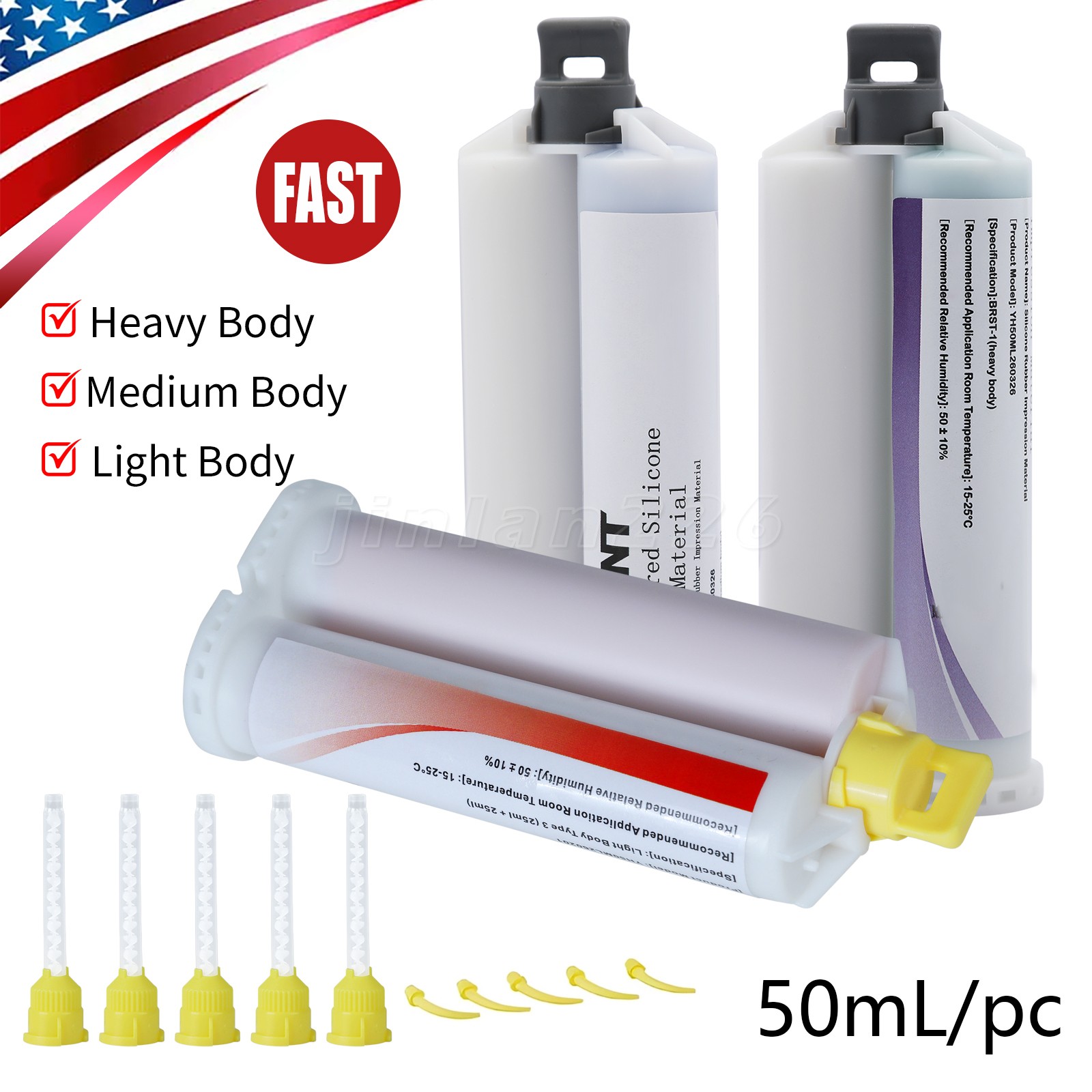 up to 100x50ml Dental VPS Impression Material Fast Set with Tips