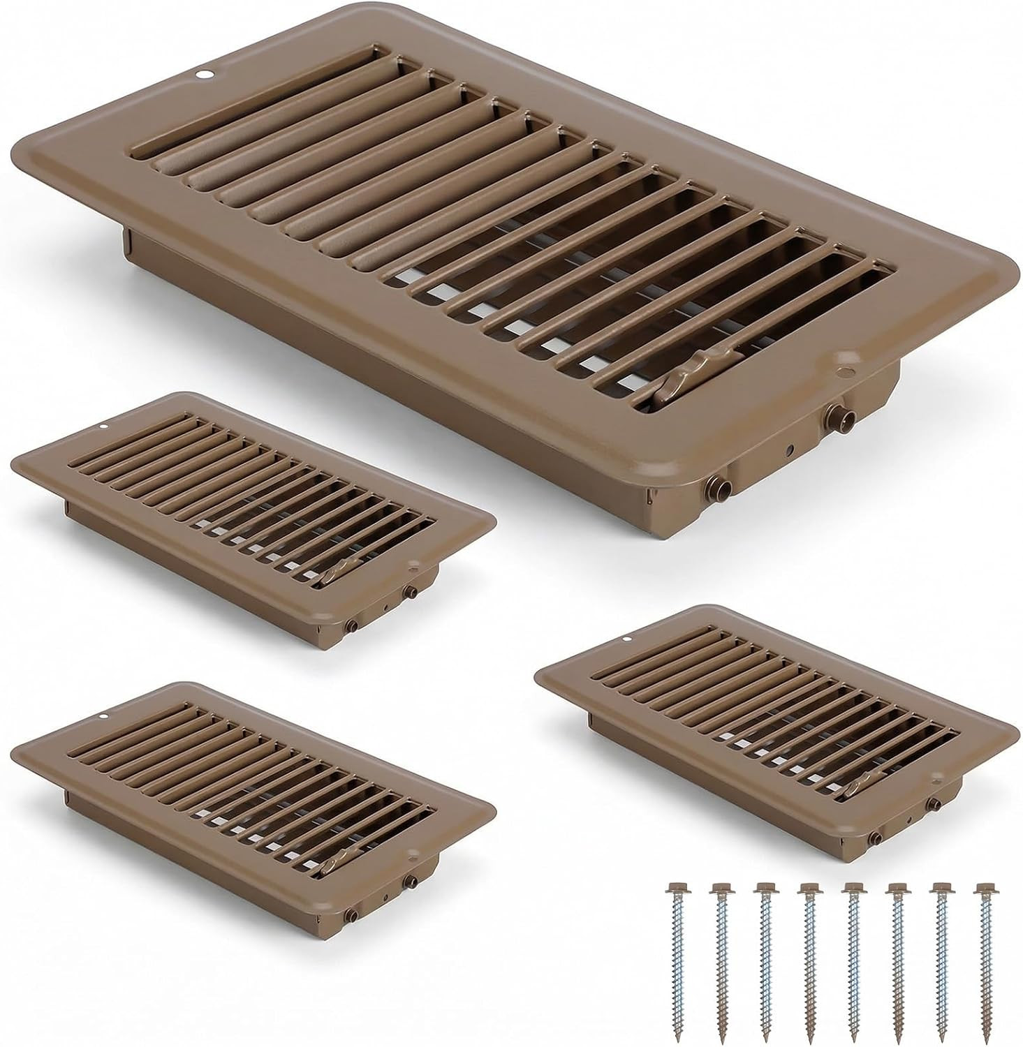 4 Pack 4X8 Inch RV Floor Vent Covers, Heavy Duty Steel Walkable RV Floor Registe
