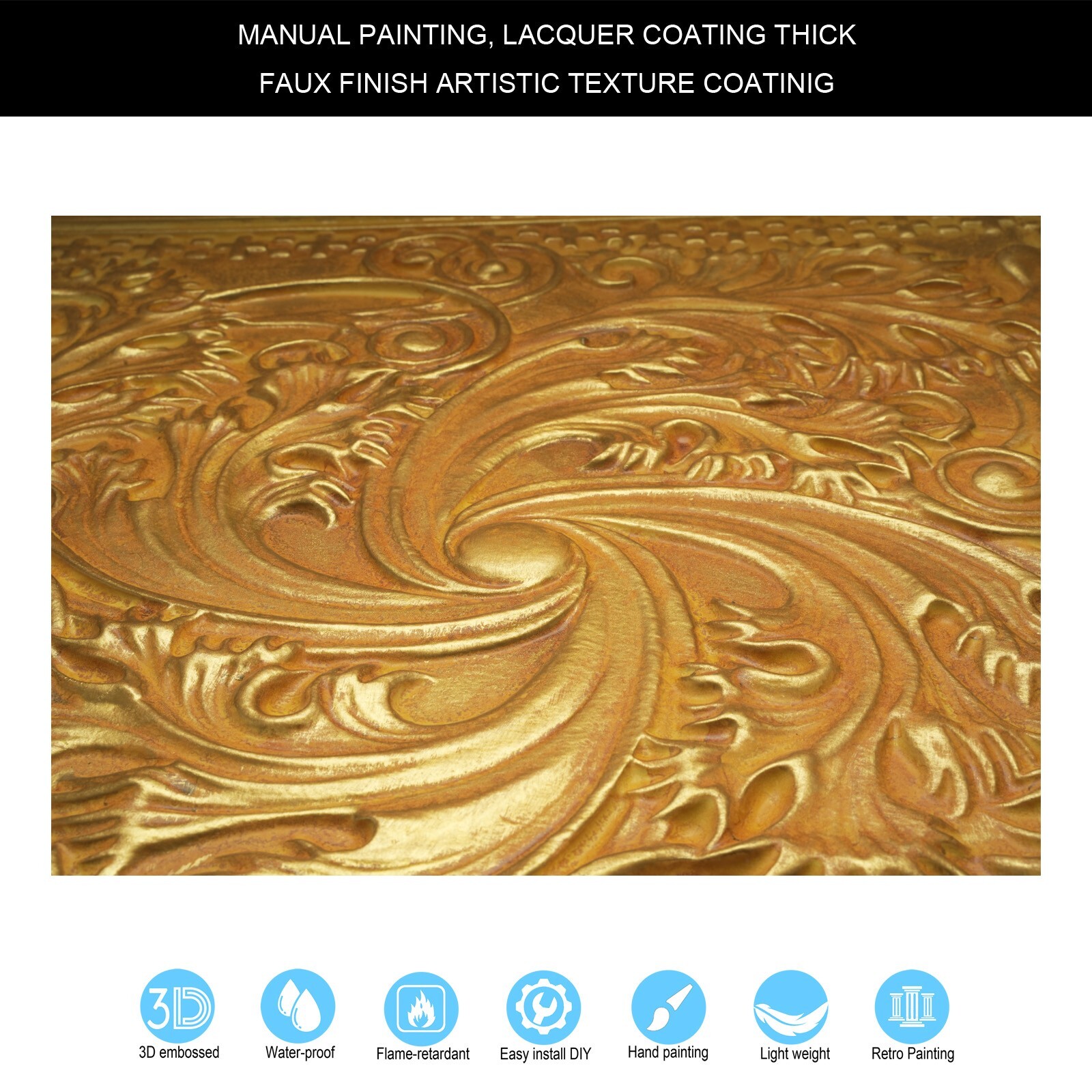 Artistic 3D Ceiling Tile Embossed Interior Wall Panel PL62 golden 10pcs/lot