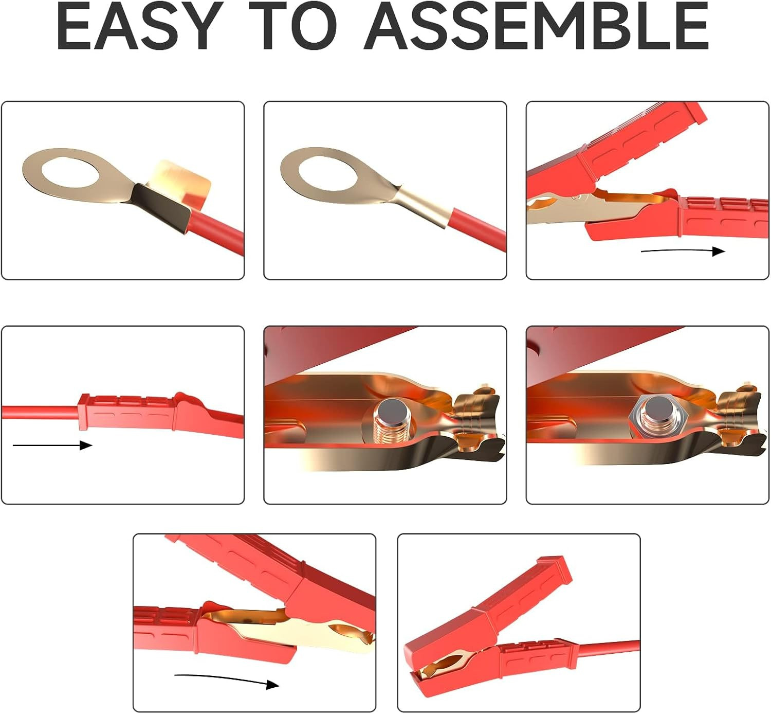 2Pcs Insulated Alligator Clips 100A-500A Electrical Heavy Duty Alligator Clamps,