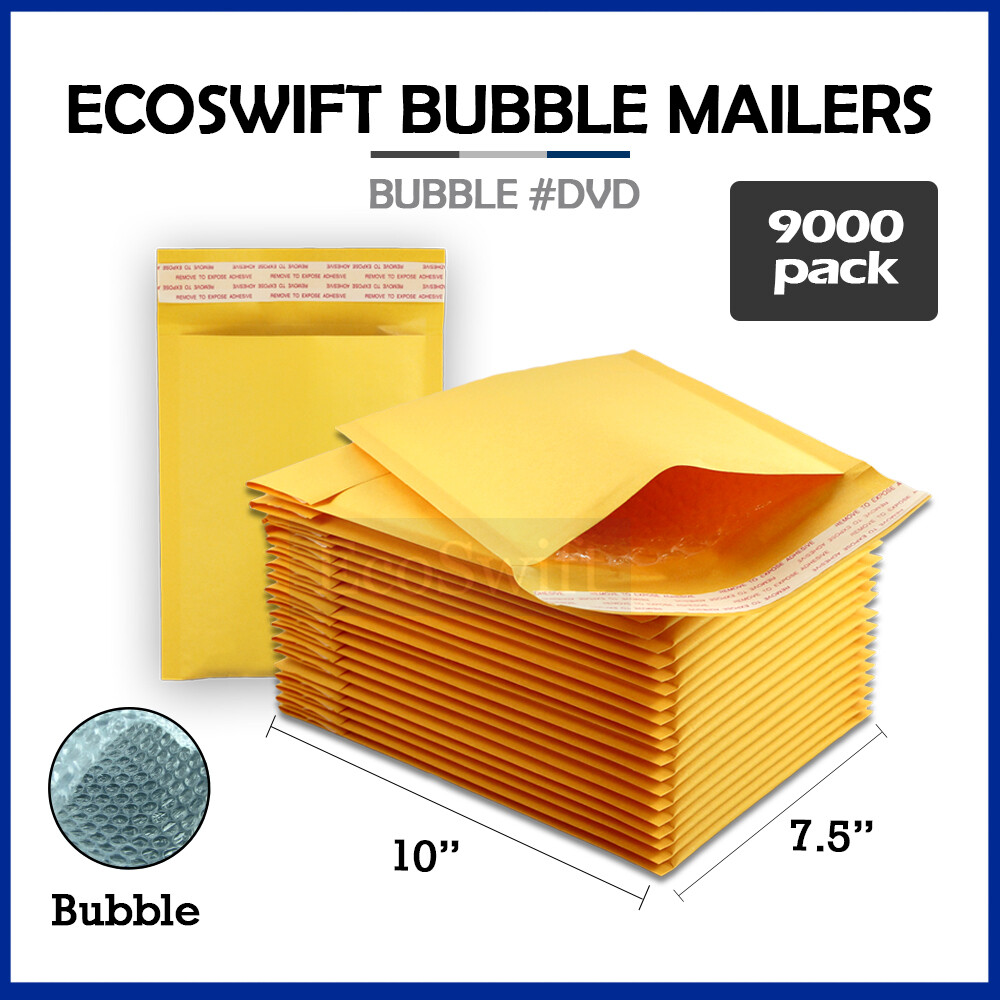 9000 #DVD 7.5 X 10 EcoSwift Full PALLET Kraft Bubble Mailers Padded Envelopes