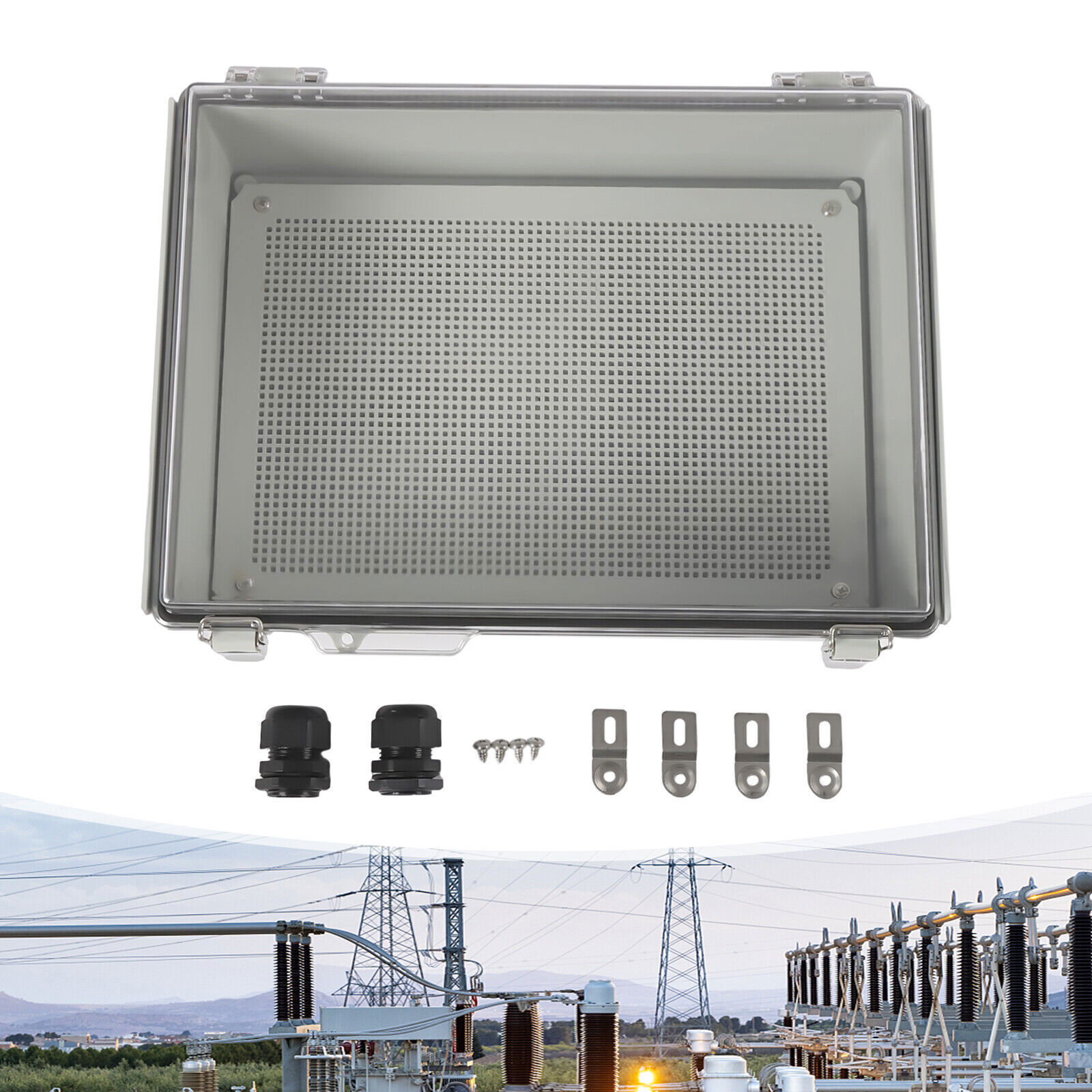 Wall Mount Hinged Cover Junction Box with Stainless Steel Latch and Clear Lid