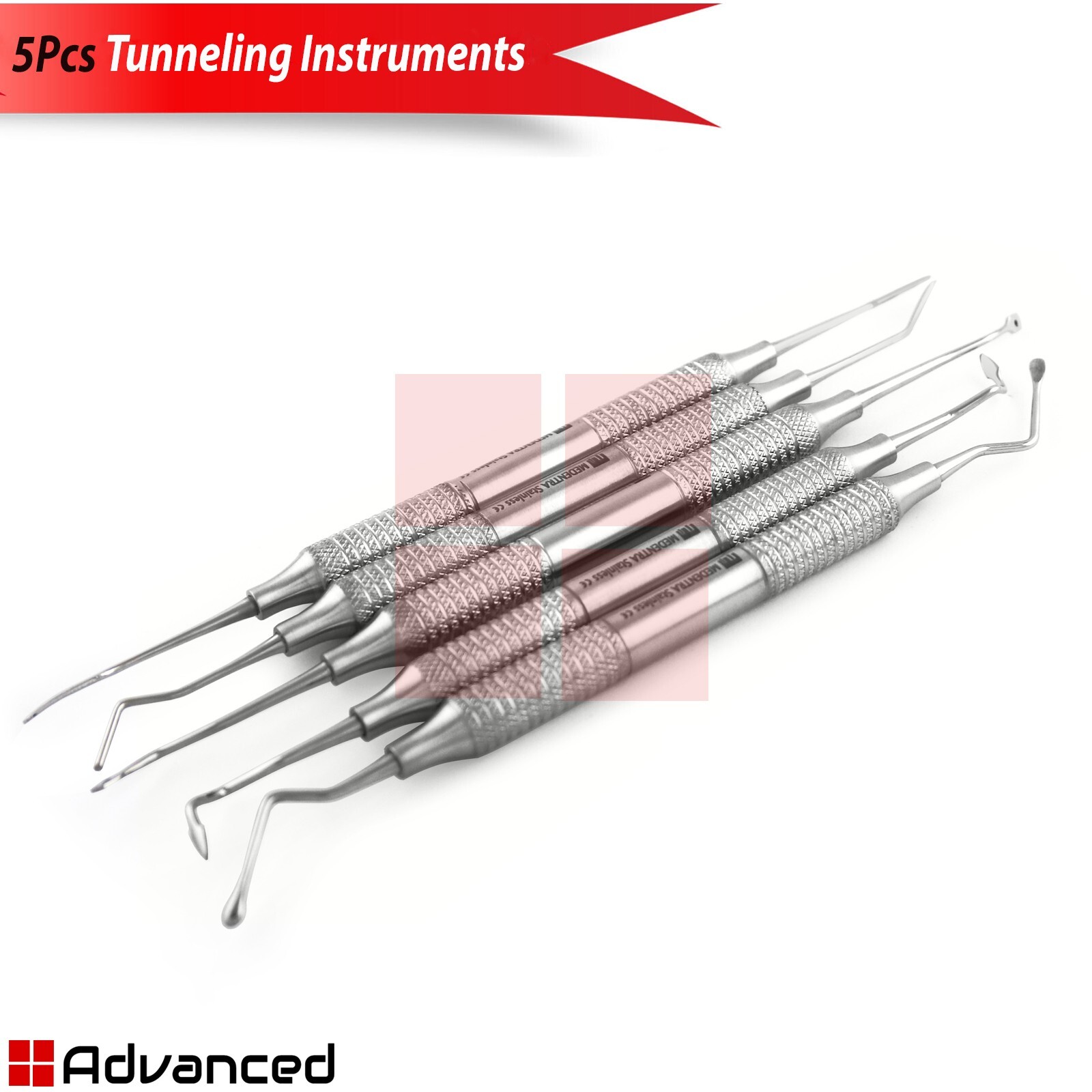 5Pcs Modified Periodontal Tunneling Instruments Dental Oral Surgery Elevators