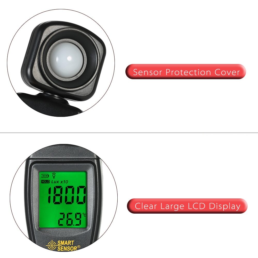 AS803 Handheld Digital Lux Meter Luminance Tester Light Meter 1-200000 Lux Tools
