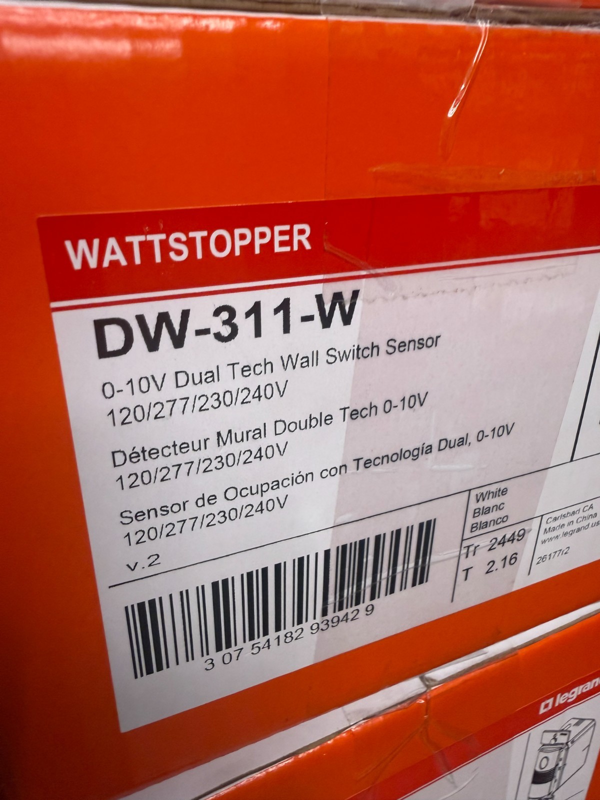 NEW WATTSTOPPER DW-311-W DUAL TECH 0-10V DIMMING OCCUPANCY SENSOR 120/277V WHITE