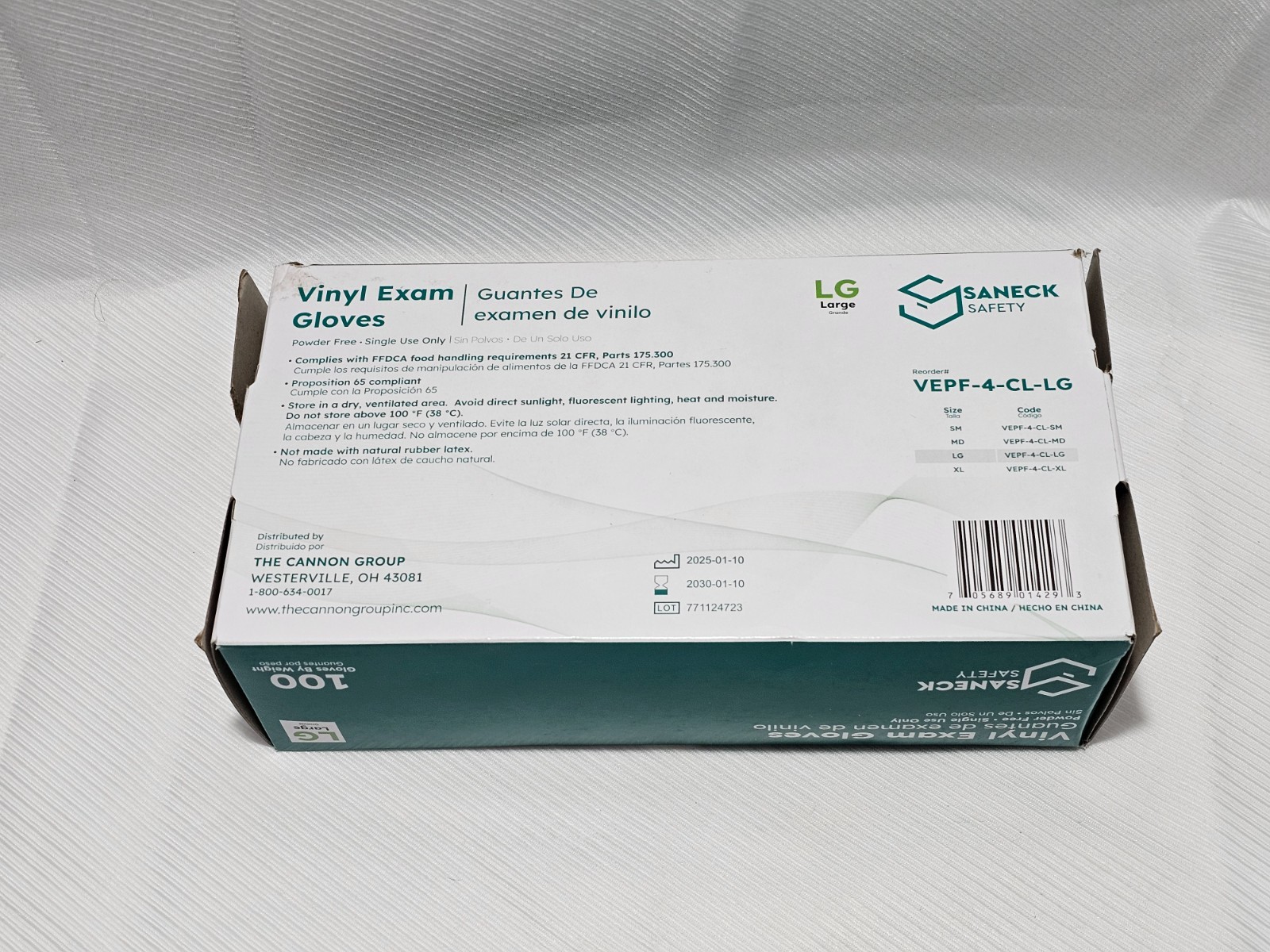 Sanek Vinyl Exam Gloves Large Clear Powder Free (3-Boxes, 300ct)