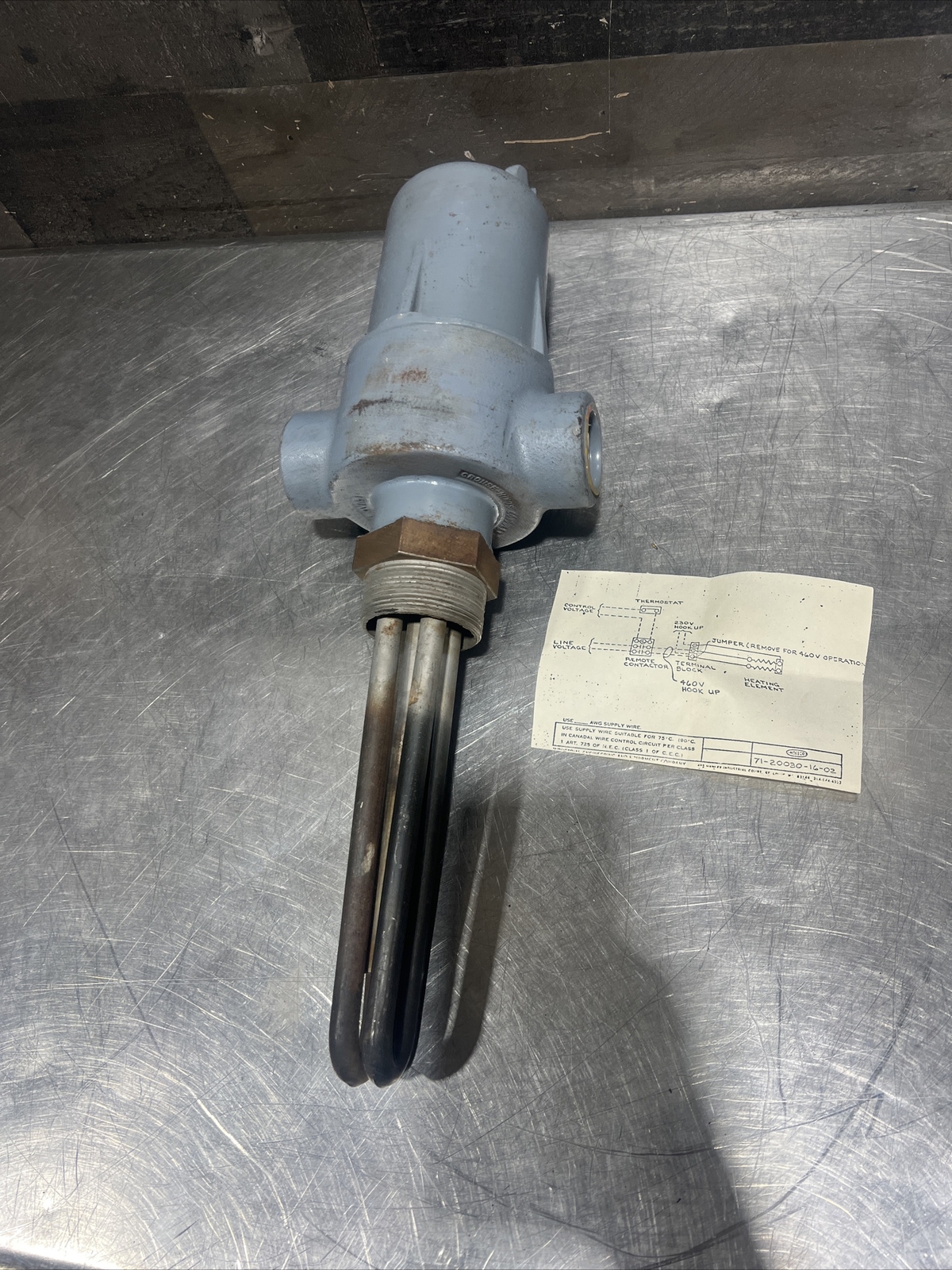 Nos Surplus INDEECO Immersion heater Cat No 25-SSTA-4C-E 230V 1875 Watts 1 ph