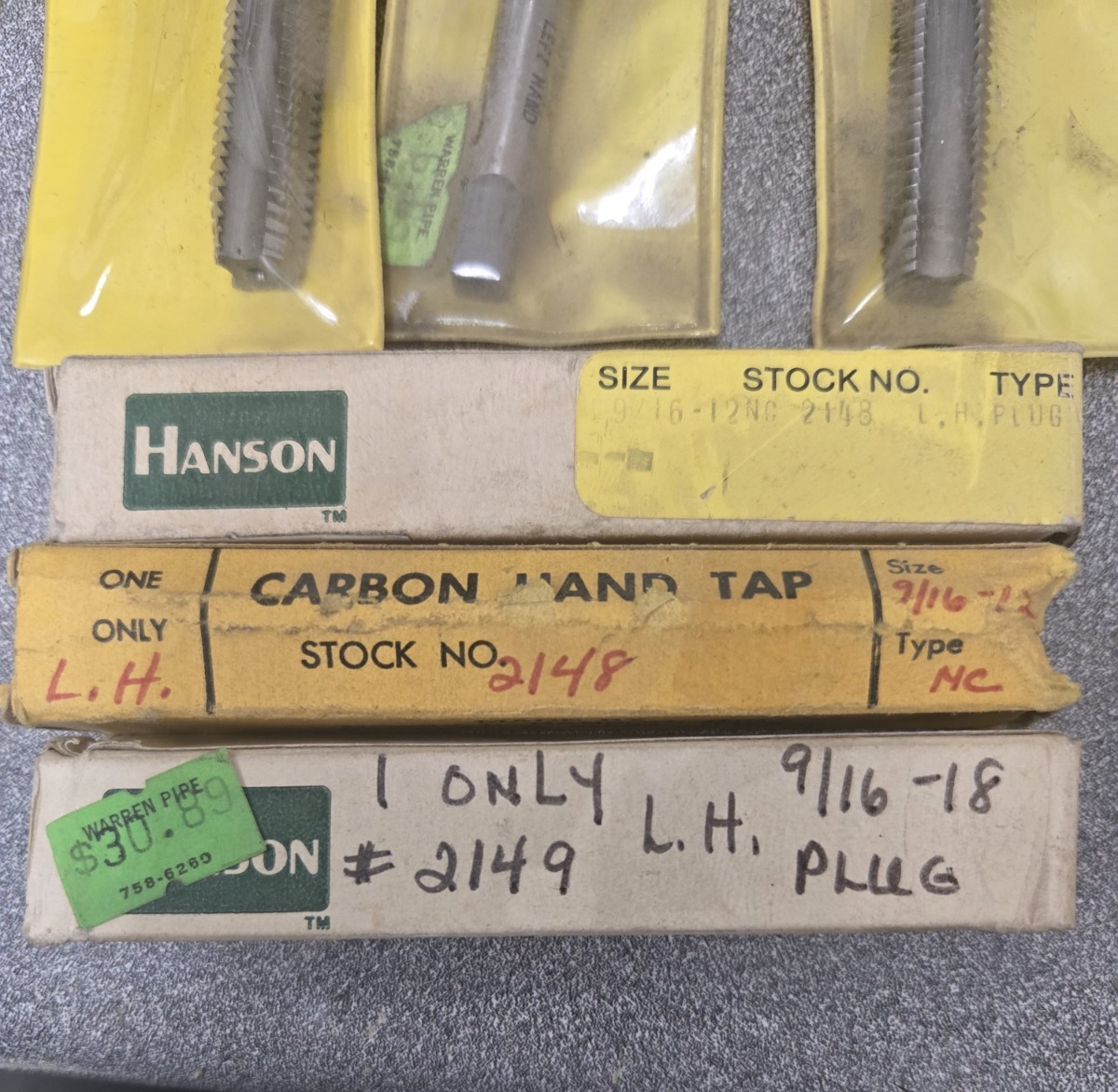 SET OF HANSON TAPS AND DIES **NEW NEVER USED** (SEE DETAILS BELOW)