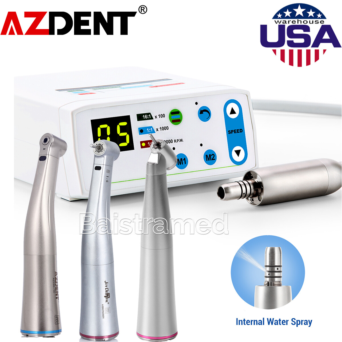 AZDENT Dental Brushless LED Electric Micro Motor 1:1/1:5 Increasing Handpiece