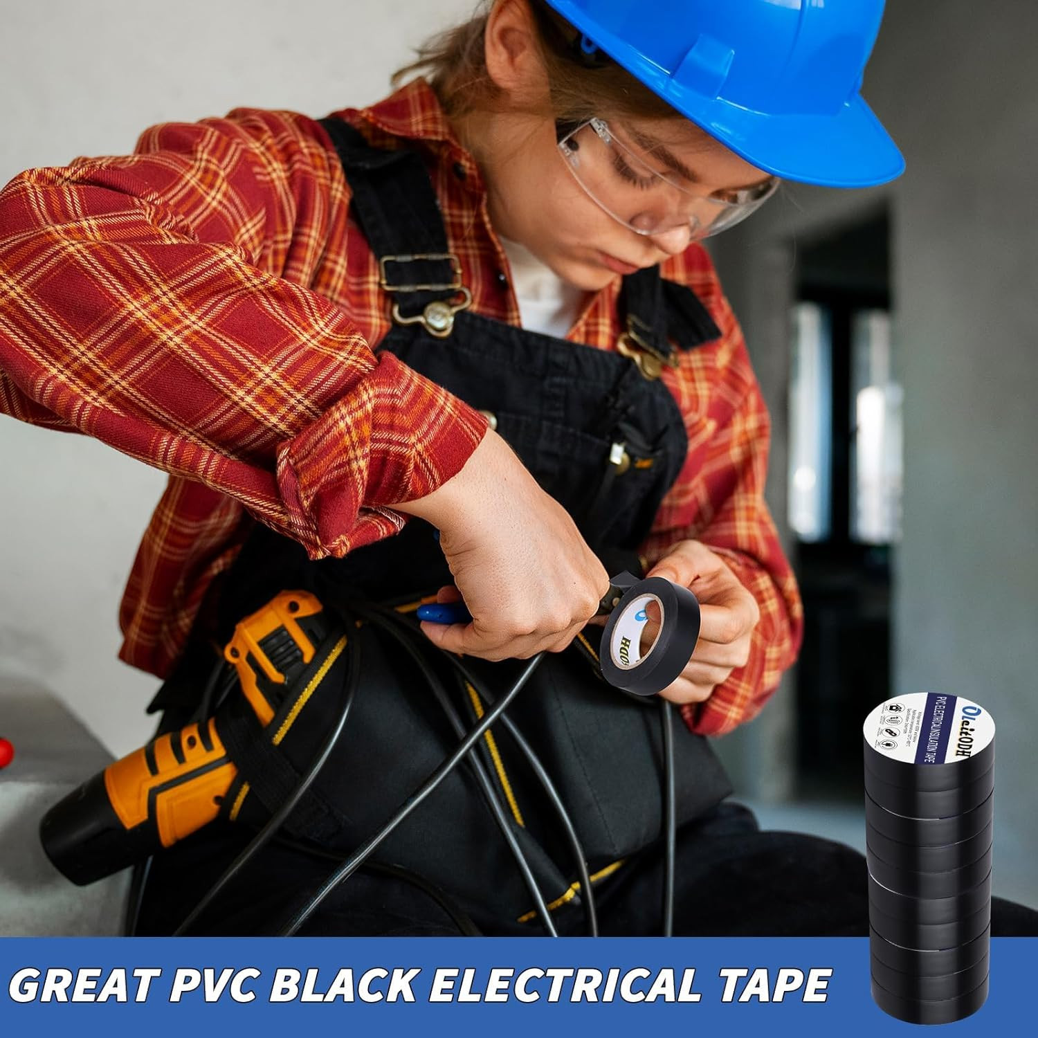100 Rolls Black Electrical Tape Bulk 3/4 Inch X 66Ft, Waterproof Vinyl Electric