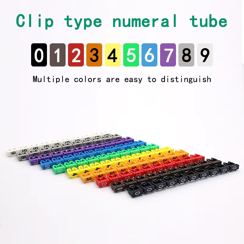 150/100Pcs Cable Markers Colourful C-Type Marker Number Tag Label for 2-3Mm Wire