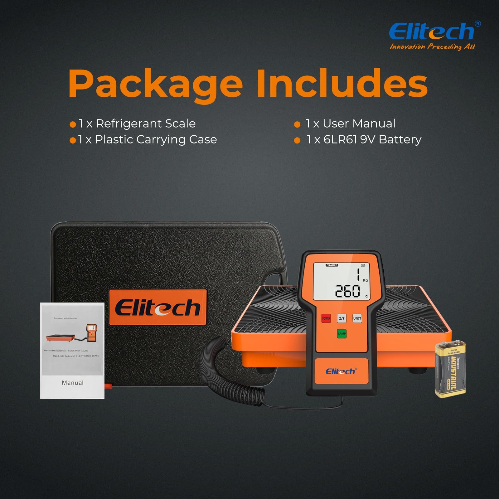 Elitech Refrigerant Scale 110 lbs, HVAC Scale with LB+OZ Display, LMC100F+