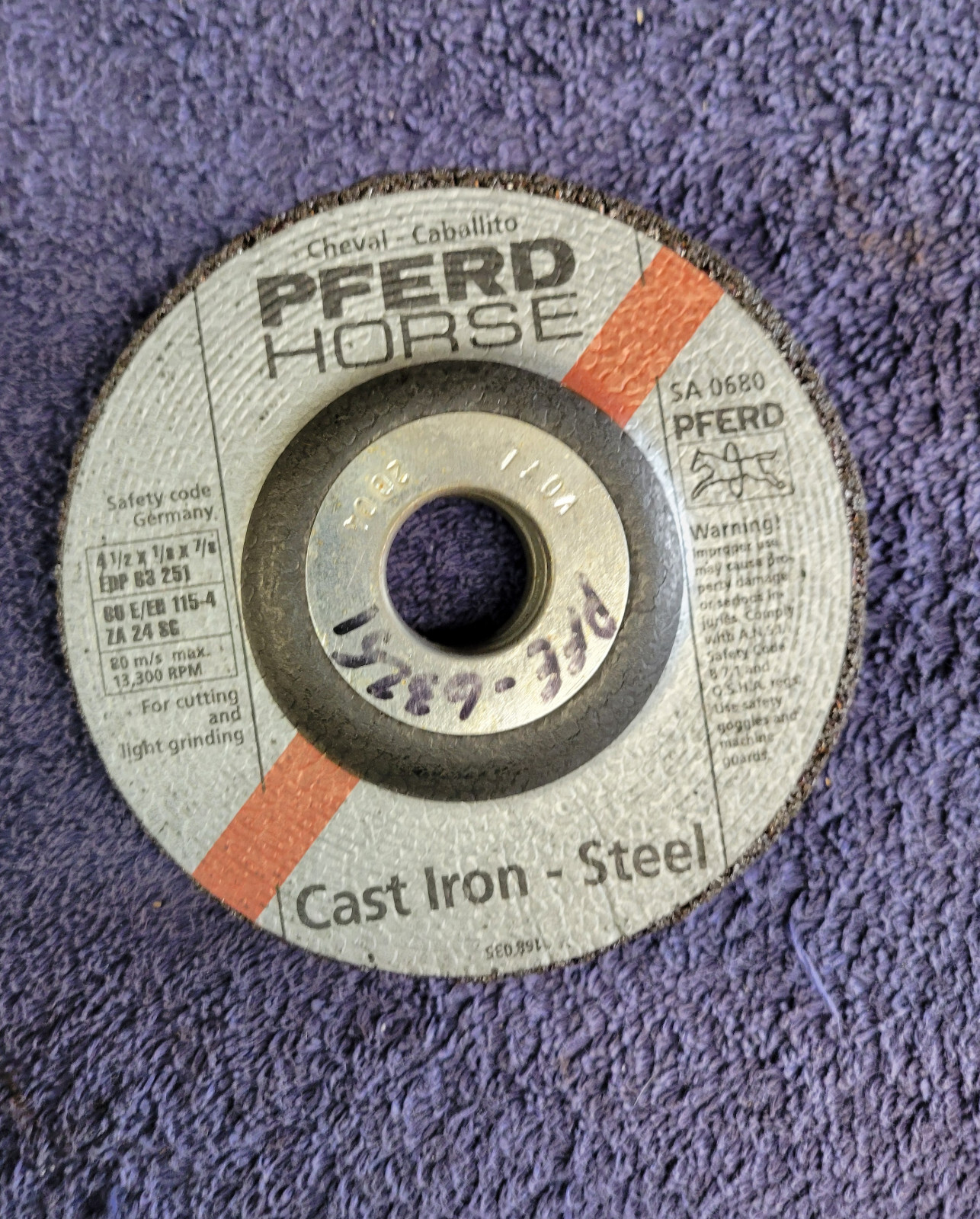 PFERD PFE EDP 63251 Cast Iron -Steel Grinding Wheel 4.5″ x 7/8” x 4 Discs