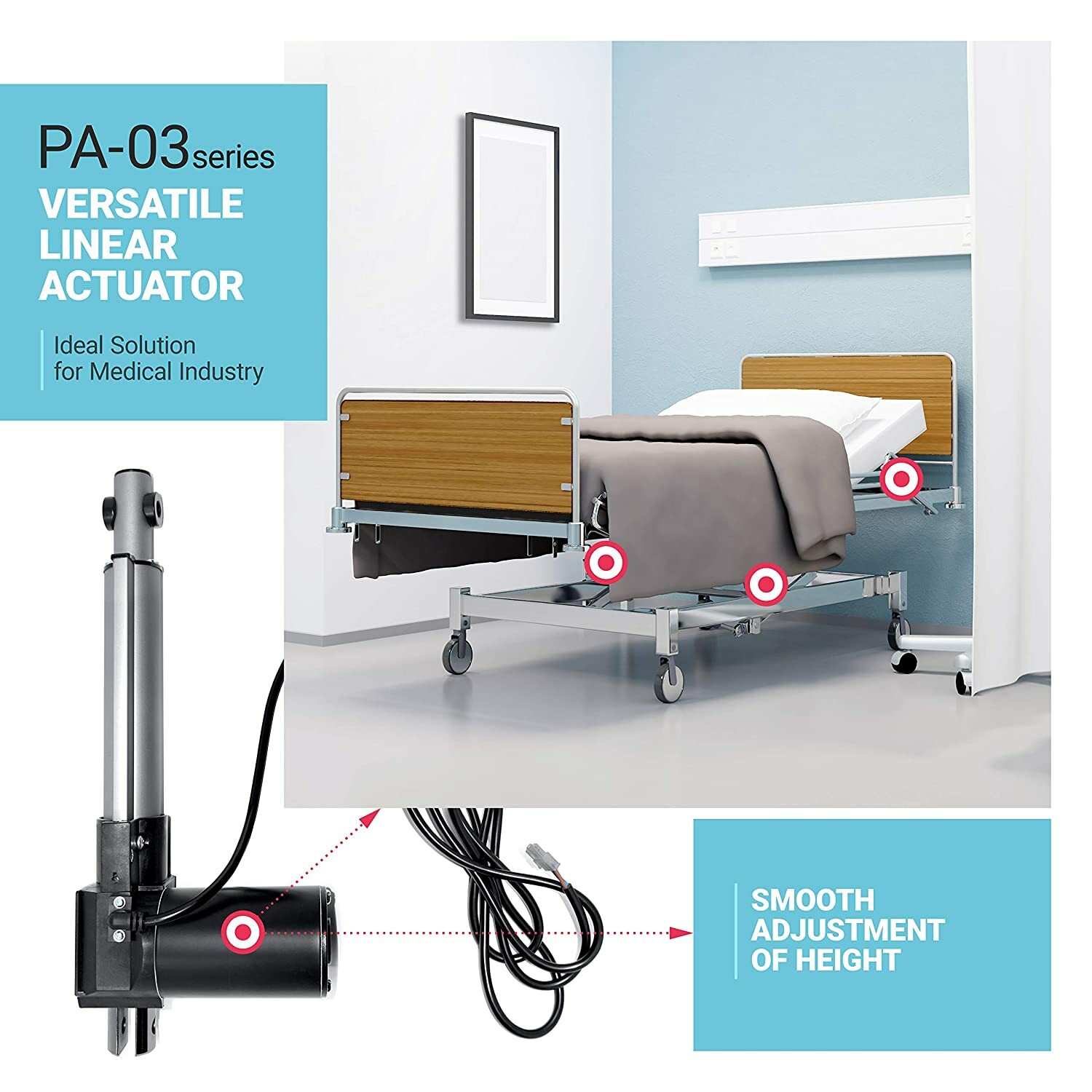 12V Linear Electric Actuator (4″-24″ stroke, 200-600 lbs. force) – PA-03 model