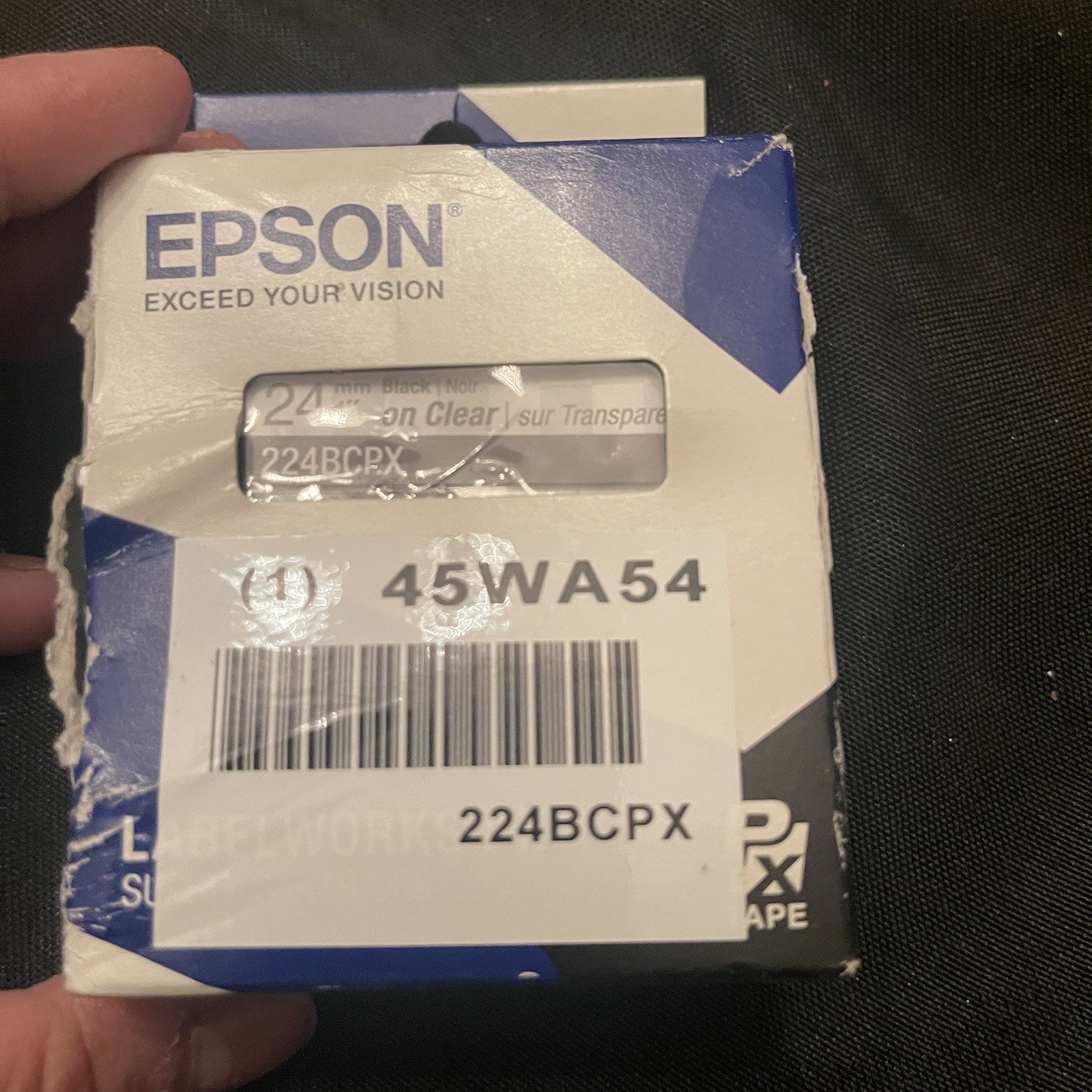 Epson LabelWorks PX 224BCPX Label Cartridge 24mm Black on Clear Tape