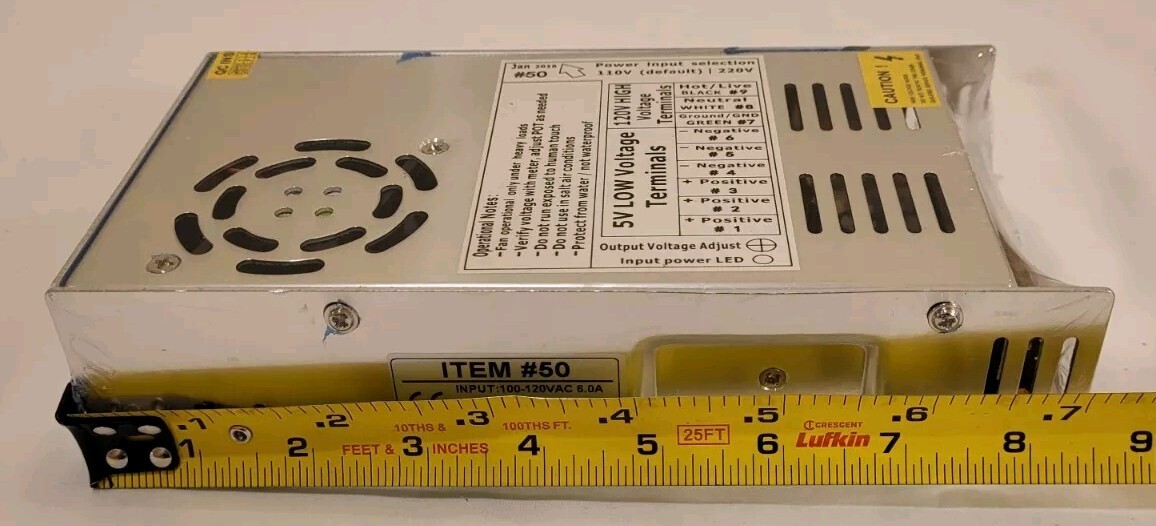 Low Voltage Power Supply • 5V/300W 110V/220V 50/60Hz 60A • New/Sealed!