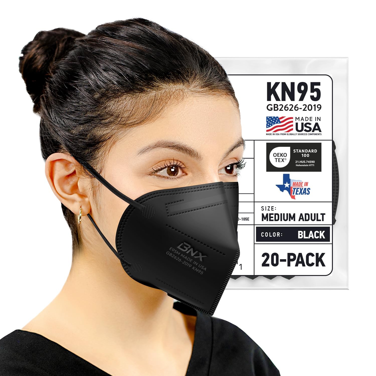 BNX KN95 Made in USA, KN95 Disposable Particulate Protective , GB2626-2019, P…