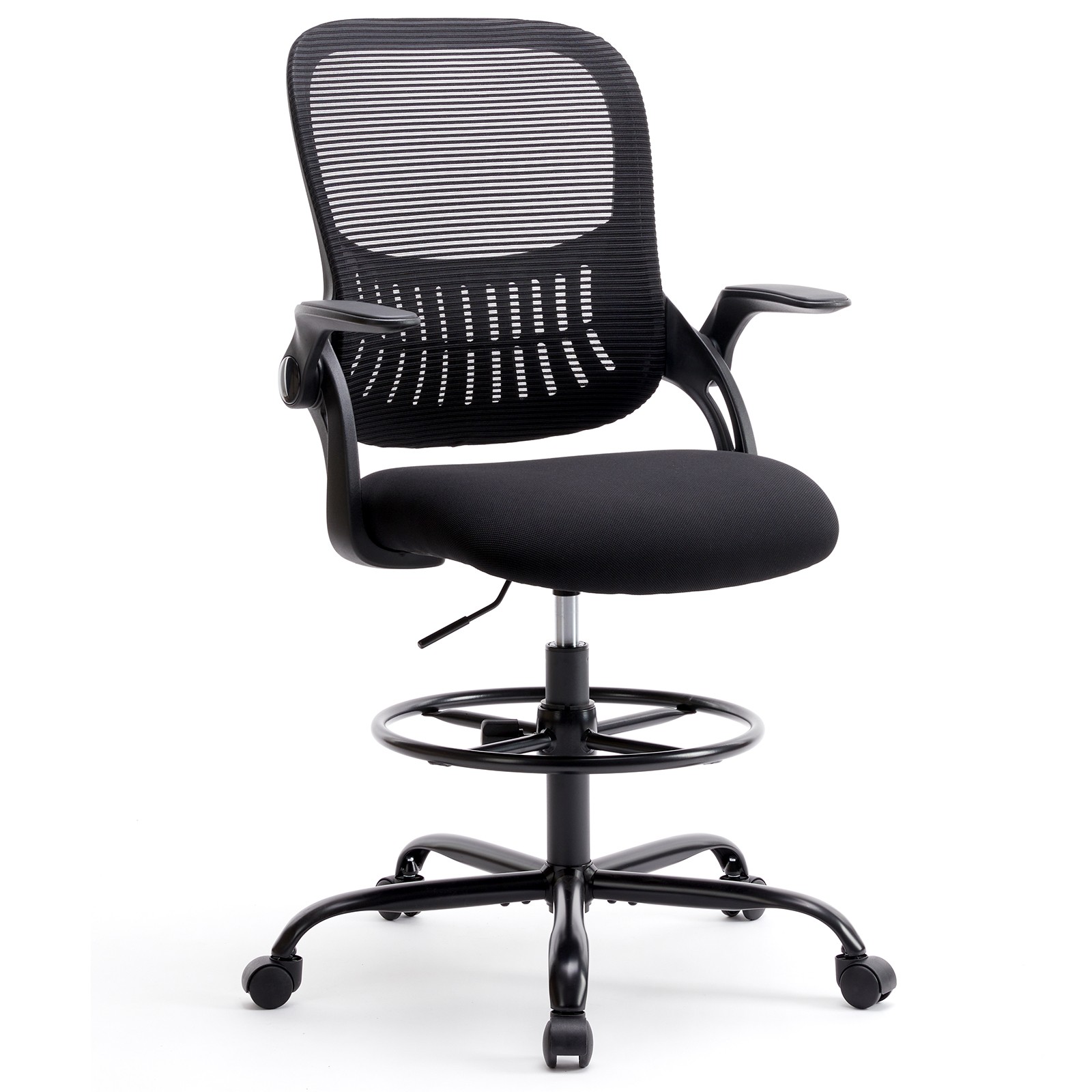 Drafting Chair Tall Office Standing Desk Adjustable Ergonomic w Footrest Lumbar