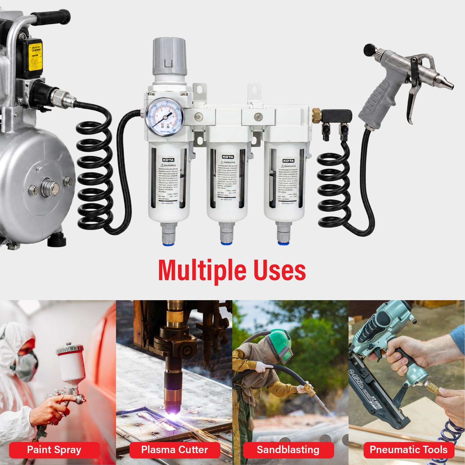 3-Stage Air Dryer System 1/2″ NPT | Filter + Dryer + Regulator | Heavy Duty