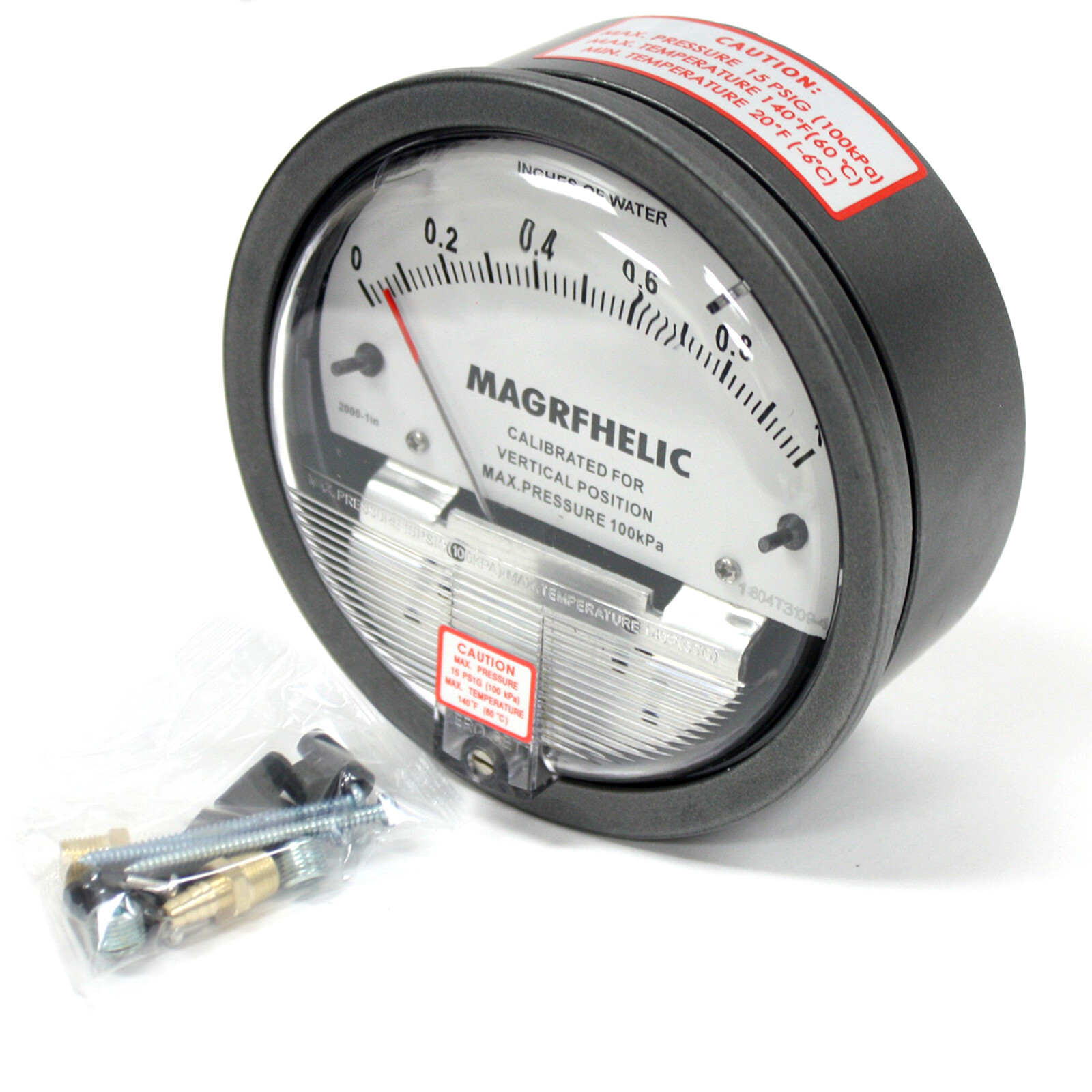 1 Inches of Water Vertical Scale Manometer Differential Pressure Vacuum Gauge